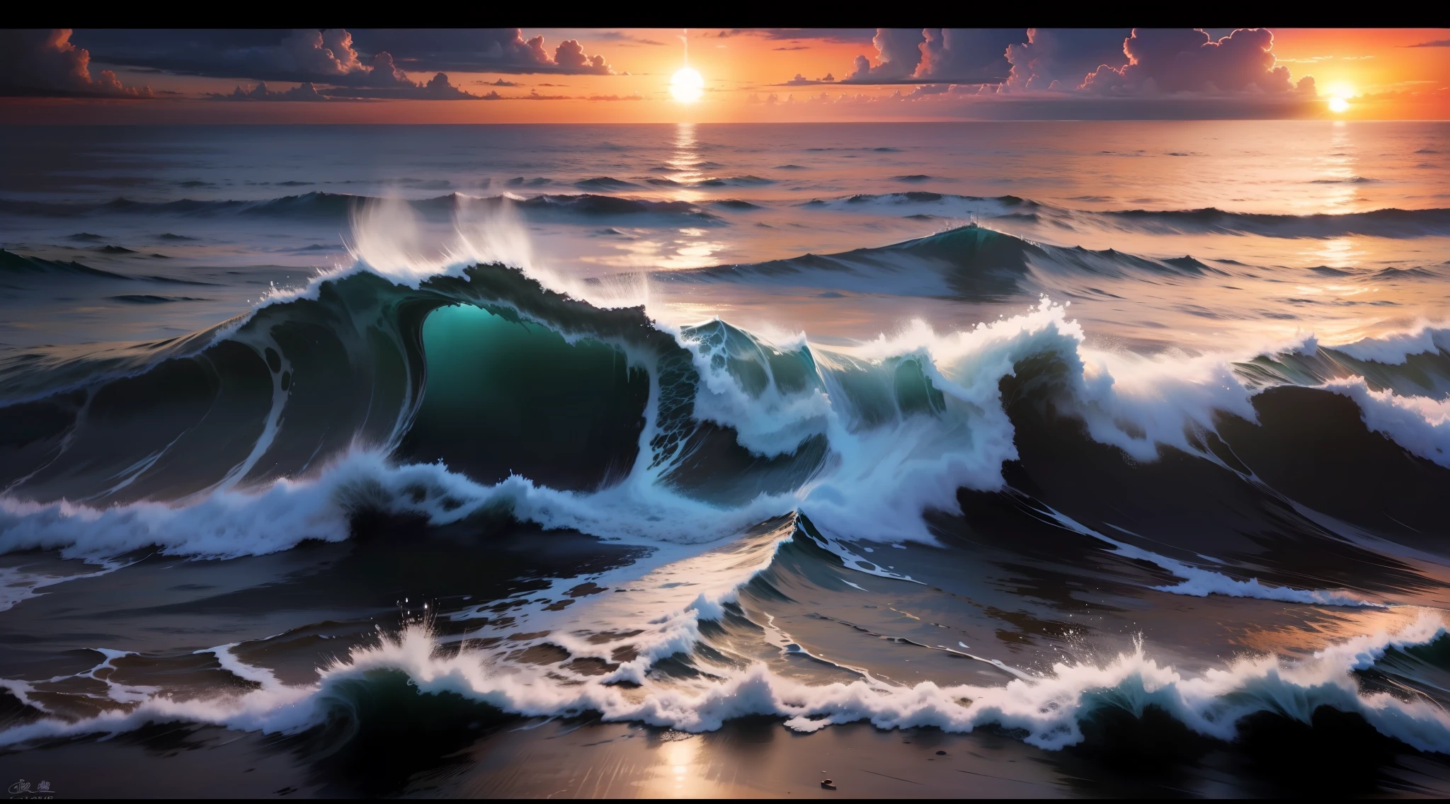 The sunset is beautiful with the sea