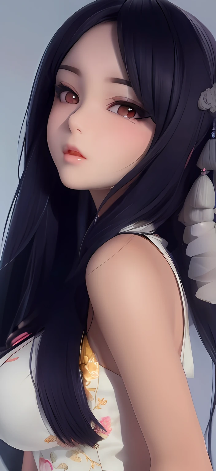 ((masterpiece)),((best quality)), beautiful  Chinese girl,Take a photo with long black hair, fair skin,🤤 girl portrait, 8K , Korean girl,  seductive anime girls,