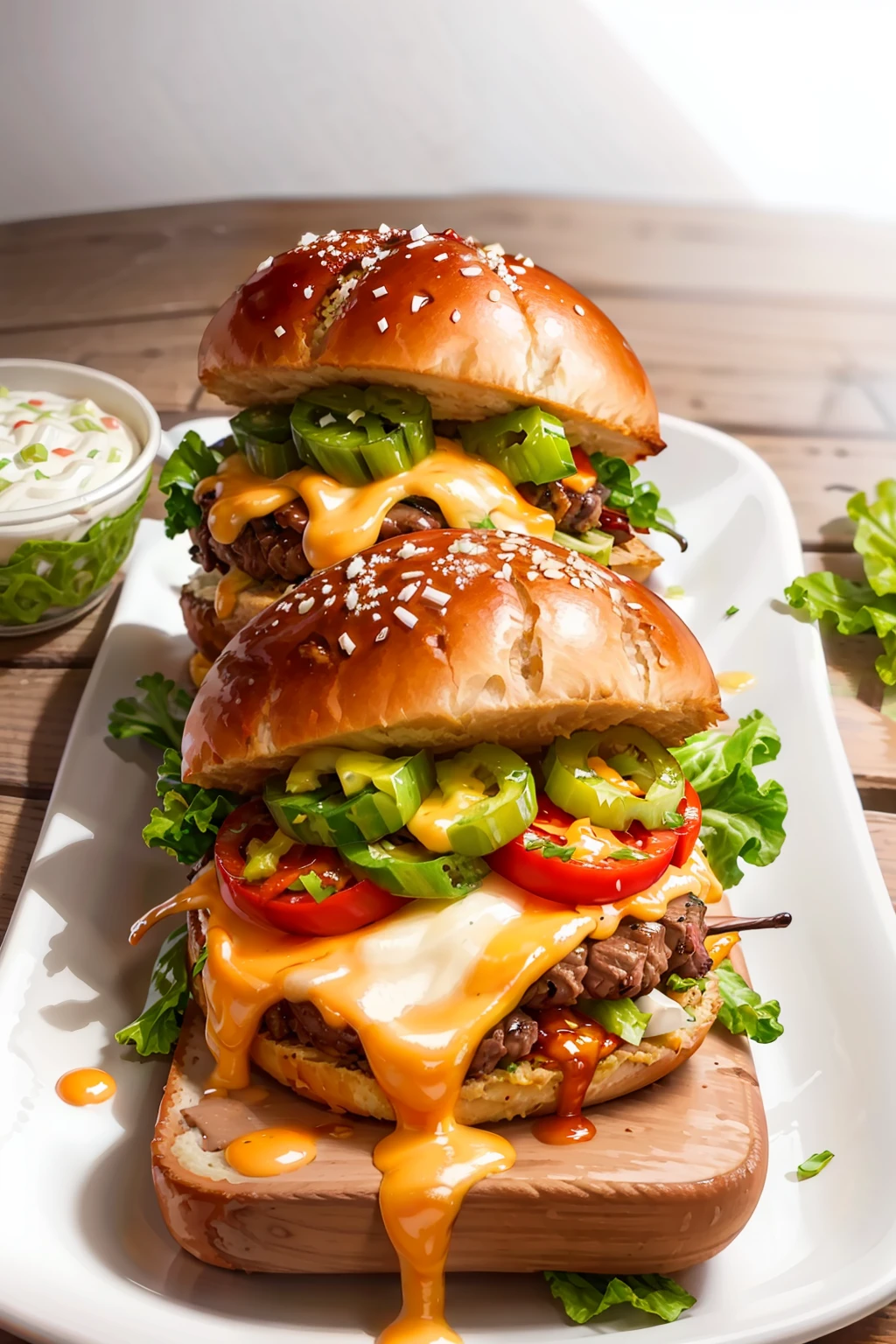 beef, Pepper Jack Cheese, Pickled jalapeños, lettuce, Chipotle sauce, Artisan bread.