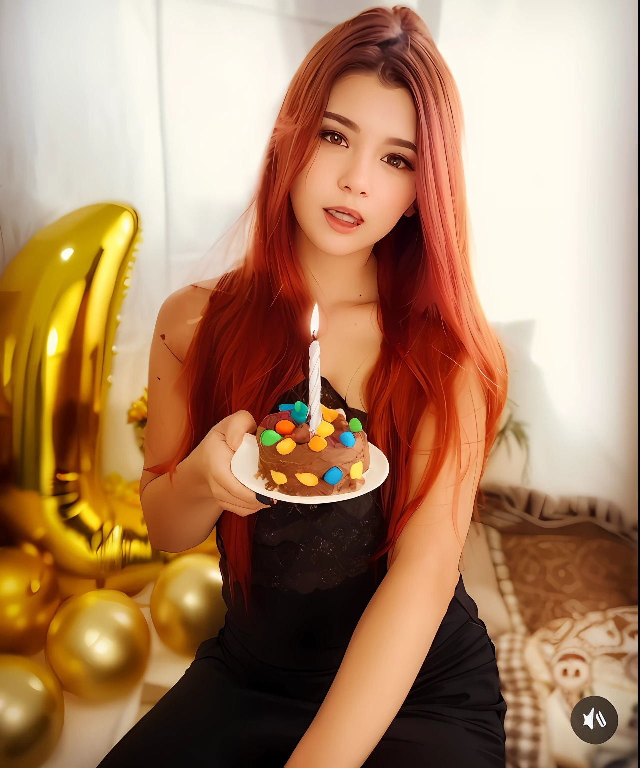 mulher com cabelo vermelho segurando um prato com um bolo com uma vela, 1 6 anos, 18 anos, 2 0 anos, 20 anos, 21 anos, 1 9 anos, holding a birthday cake, ela tem cerca de 20 anos, ela tem cerca de 2 0 anos, 🐿🍸🍋, 2 2 anos