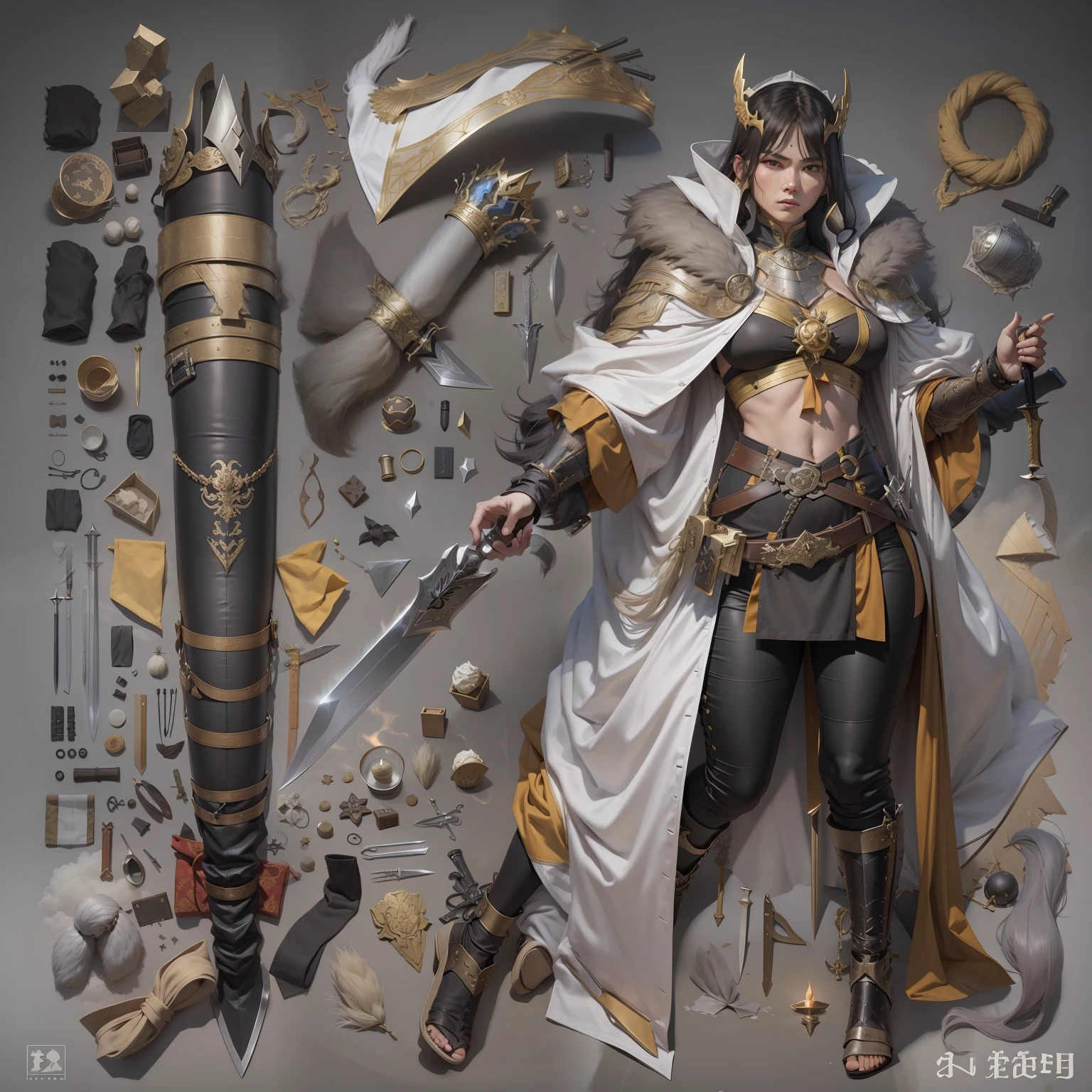 3 d model，Cupcakes， arma， The sword， halter， holdingweapon， 32K, Linen cloak, Top quality, Masterpiece:Faust，,1boys， long whitr hair， ​​clouds， On your stomach， （tmasterpiece，k hd，hyper HD，16k）,clutching a sword， buliding， Reflectors， bloods， Eastern Asia， Weapon focus， Skysky， brunette color hair， knifes， trouser， firey，  banya， The clothes ar， bandagens， sword sheath， Masks， 独奏