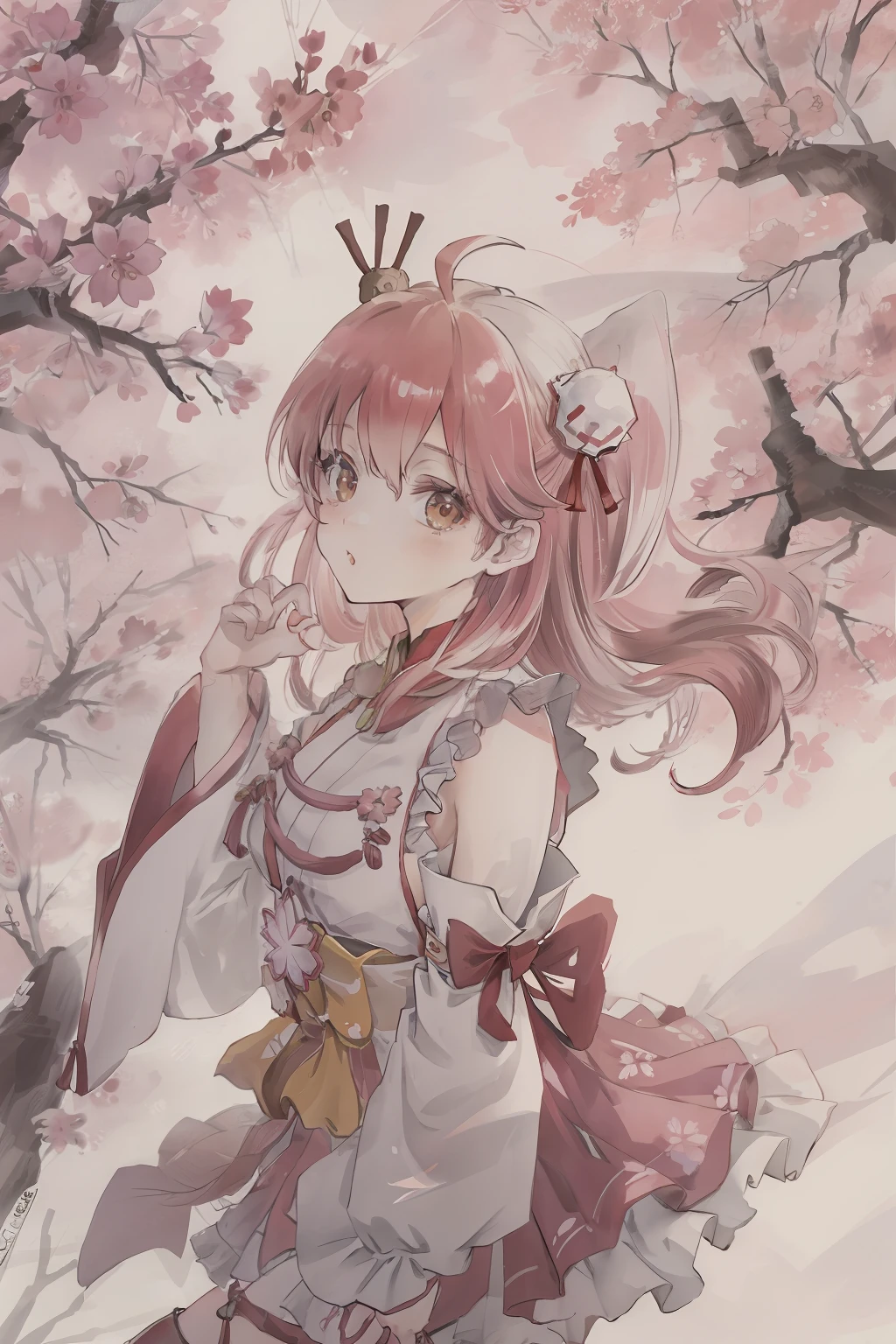 Sakura Miko,​masterpiece,top-quality,8K Watercolor　Cherry blossoms