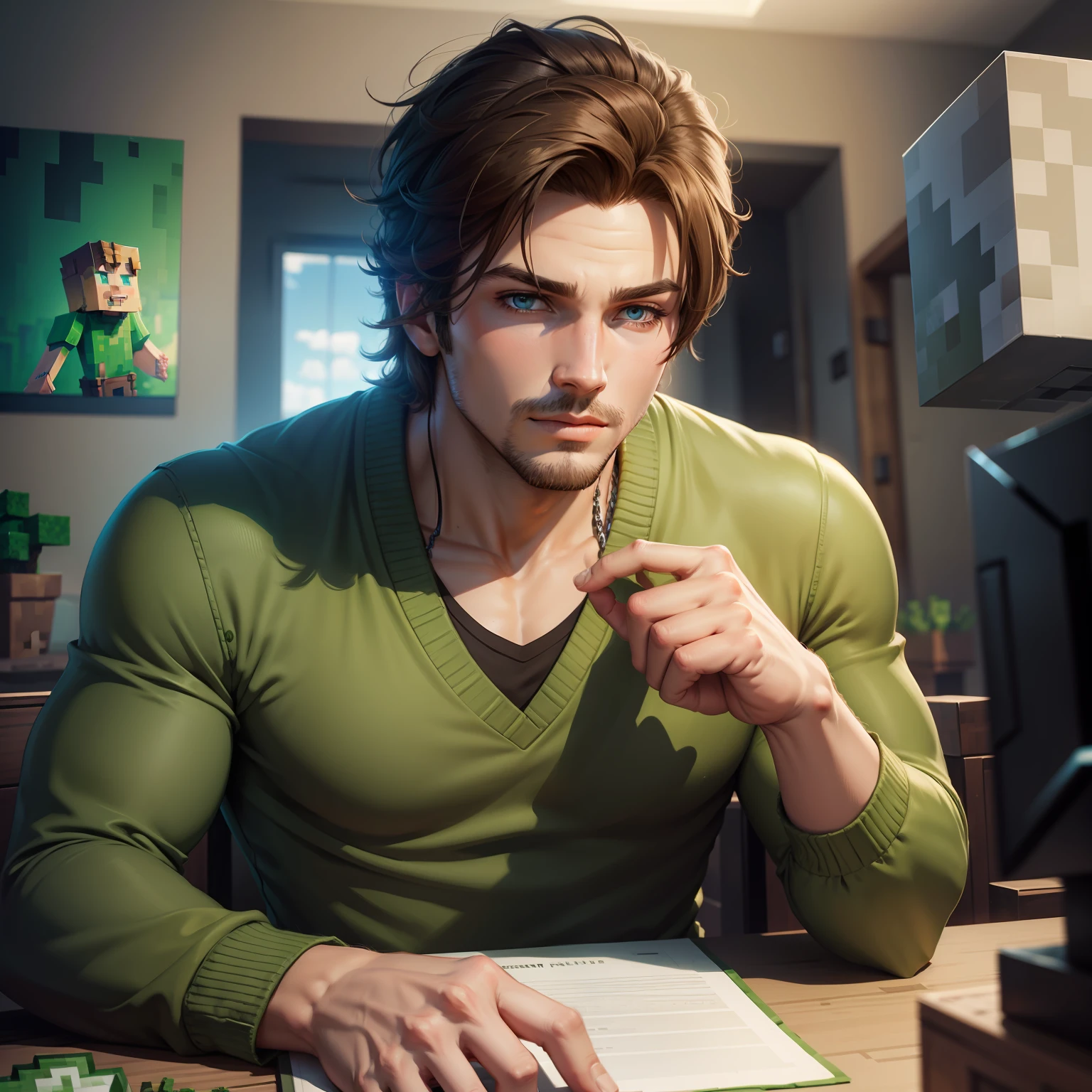 Game Minecraft Steve humanized handsome