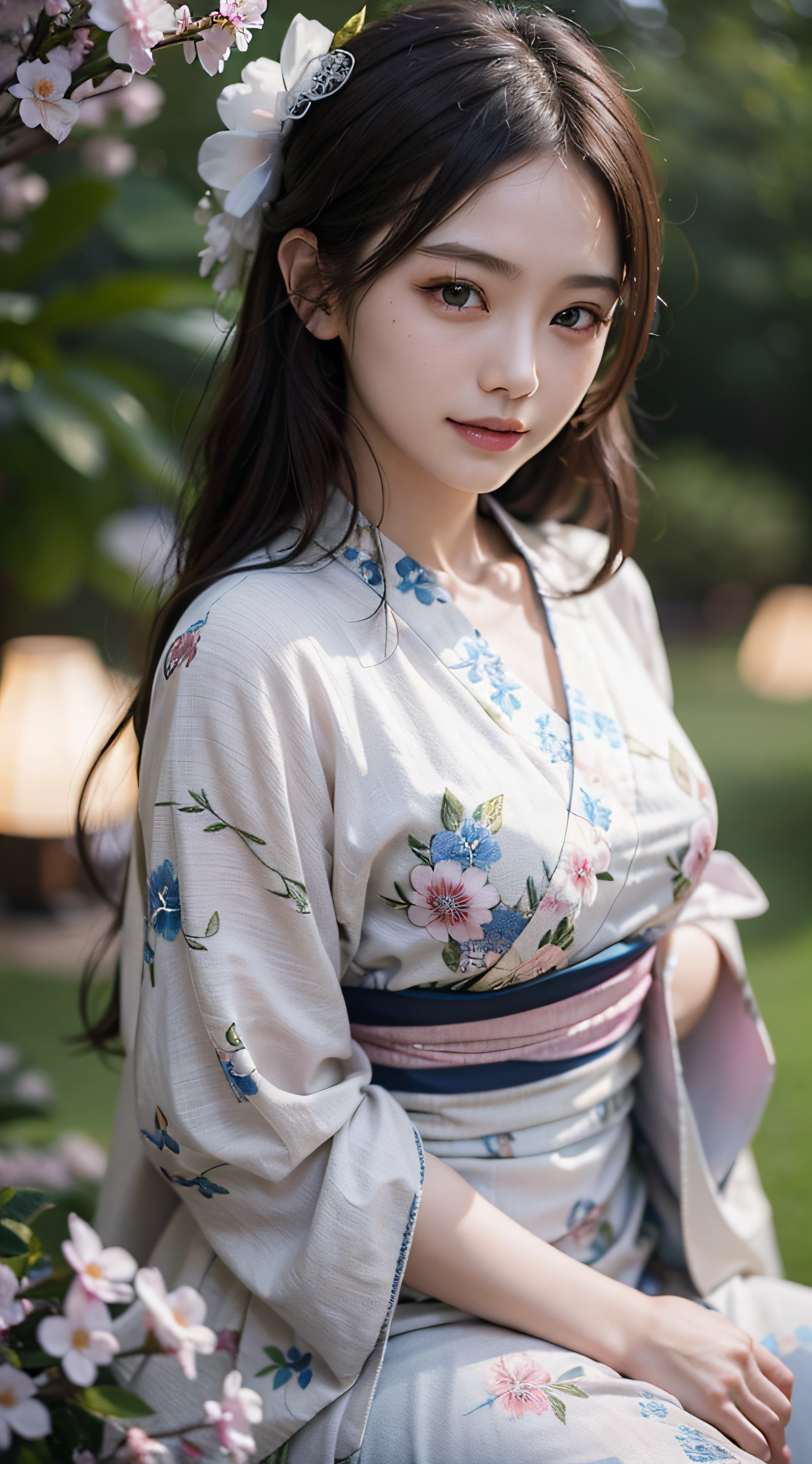 (Photorealsitic:1.4), (Top image quality:1.0), (超A high resolution:1.0), 8K, Raw photography, (masterpiece:0.2), (pureerosface_v1:0.5)、(Best Quality Detail:1.2)、realisitic、8K UHD、hight resolution、(1girl in:1.2)、The ultra-detailliert、High quality textures、intricate detailes、detaileds、Very detailed CG、High quality shadows、Detail Beautiful delicate face、Detail Beautiful delicate eyes、depth of fields、Ray traching,1girl in, japanaese girl, Cute, slender, Black kimono, Kimono with Japanese pattern,Floral scrunchie, Beautiful skin, Facing the front,Sit down, Sit upright and say thank you,Align your hands elegantly,Smile faintly The Land of Japan,Japanese garden,Luxury Japanese-style room, skyporn, Magic Hour, (Realistic:1.3), Finely detailed, quality, (masutepiece:1.2), (Photorealistic:1.2), (Best Quality), (Intricate details), Dramatic, Ray tracing, photograph, +Lola