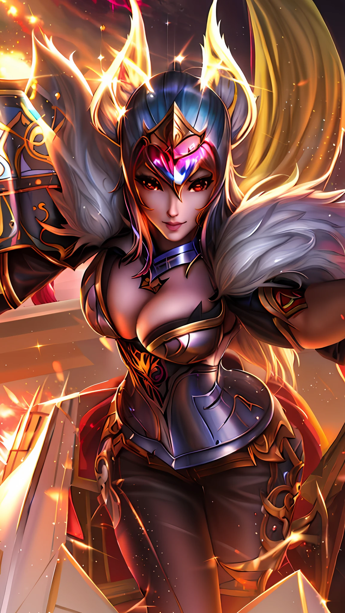 a close up of a woman in armor with a sword, ig model | artgerm, extremely detailed artgerm, style artgerm, artgerm detailed, portrait of ahri, ahri, artgerm style, artgerm lau, as seen on artgerm, trending artgerm, samira from league of legends