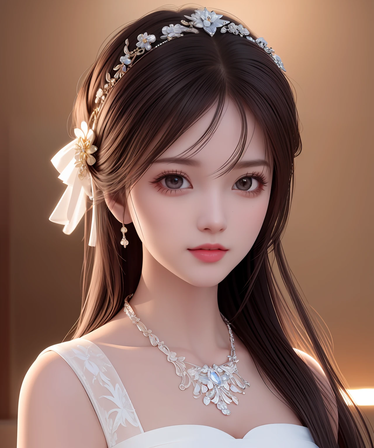 Best quality, masterpiece, high resolution, 1girl, porcelain dress, hair accessories, necklace, jewelry, beautiful face, on the body, Tyndall effect, realistic, dark studio, edge lighting, two-tone lighting, (high detail skin: 1.2), 8k UHD, dslr, soft light, high quality, volumetric light, candid, photo, high resolution, 4k, 8k, background blur,