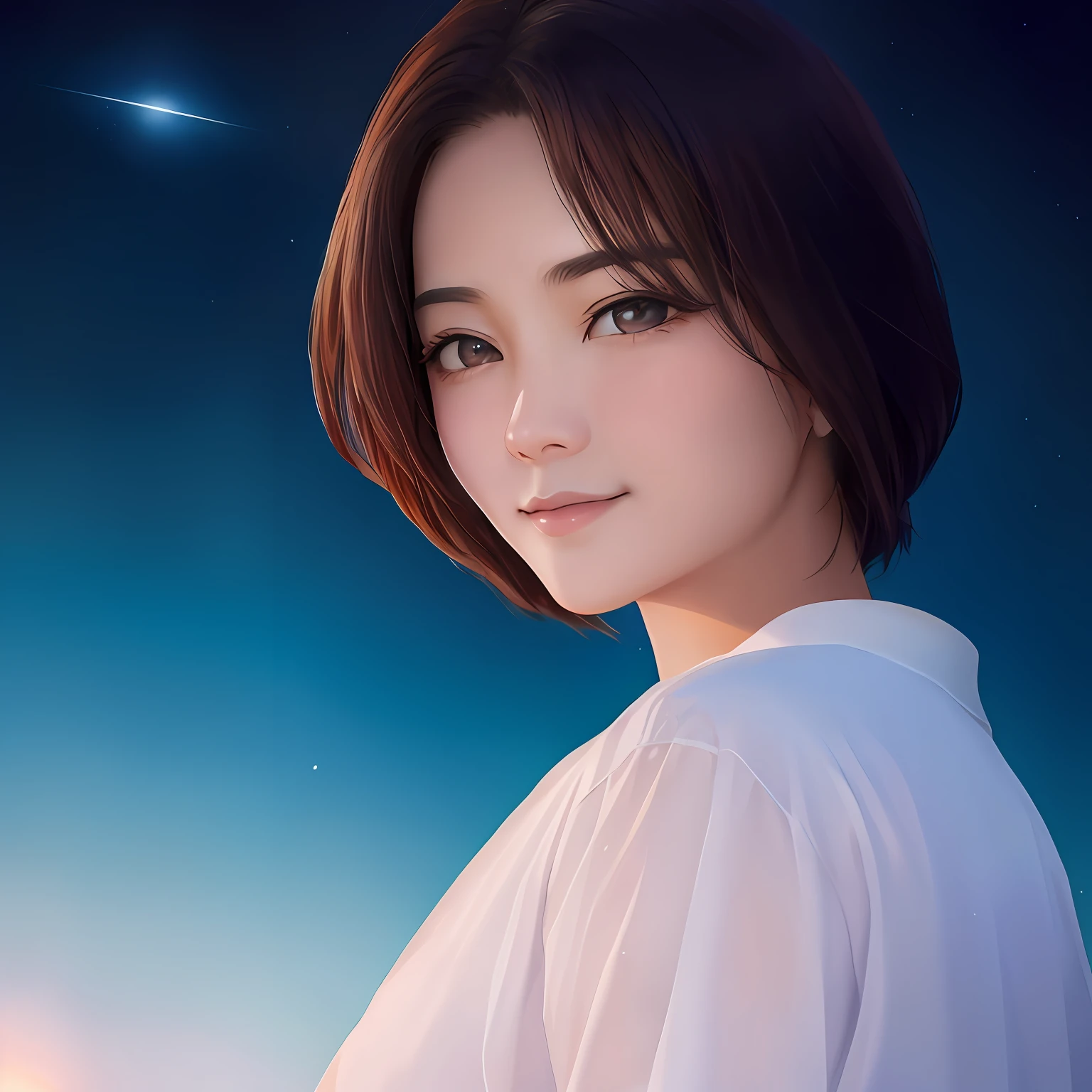 ultra-quality、Sit astride the phoenix、Japan women、Arms outstretched、Warm eyes、