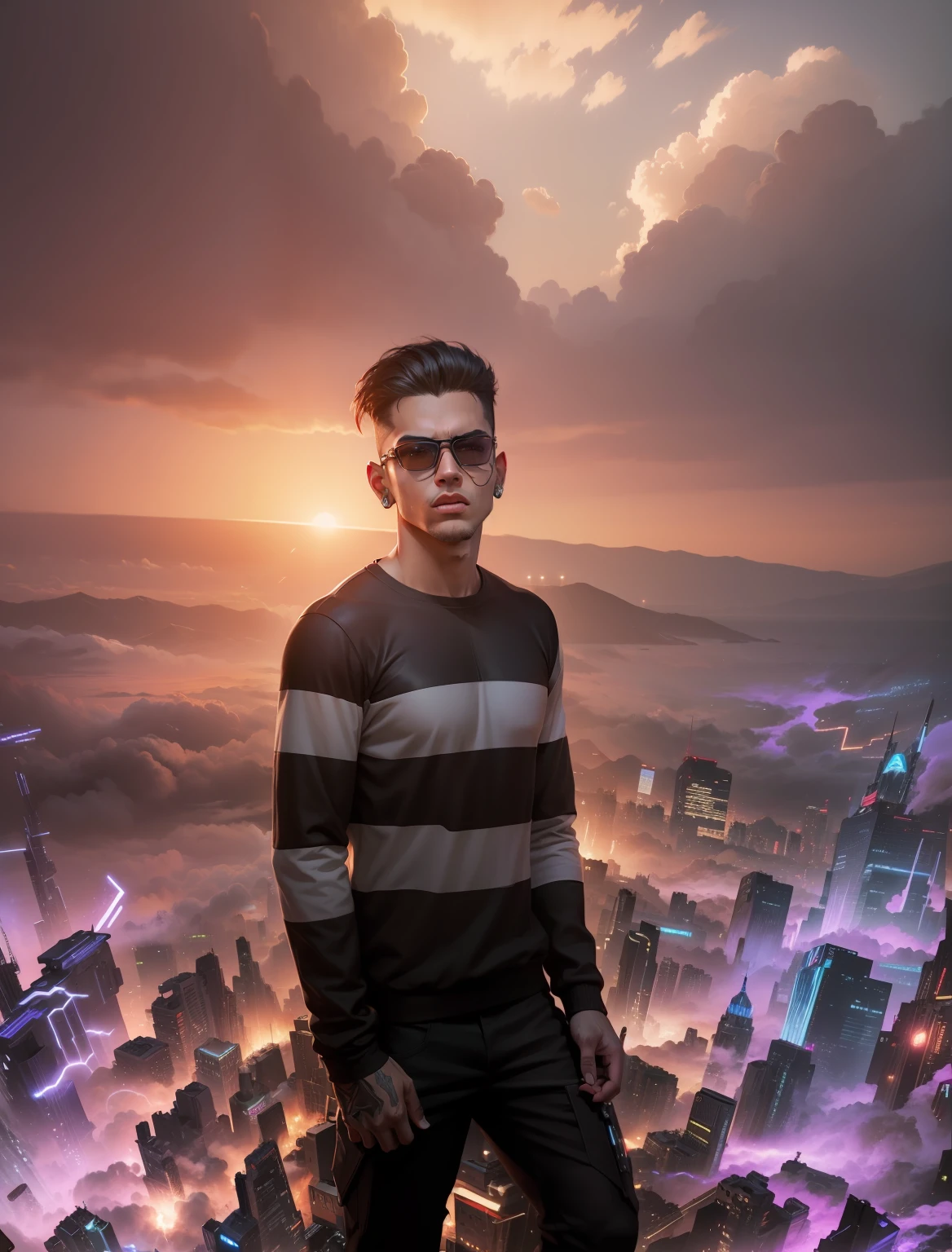Changeing background cyberpunk handsome boy ultra realistic with 2k