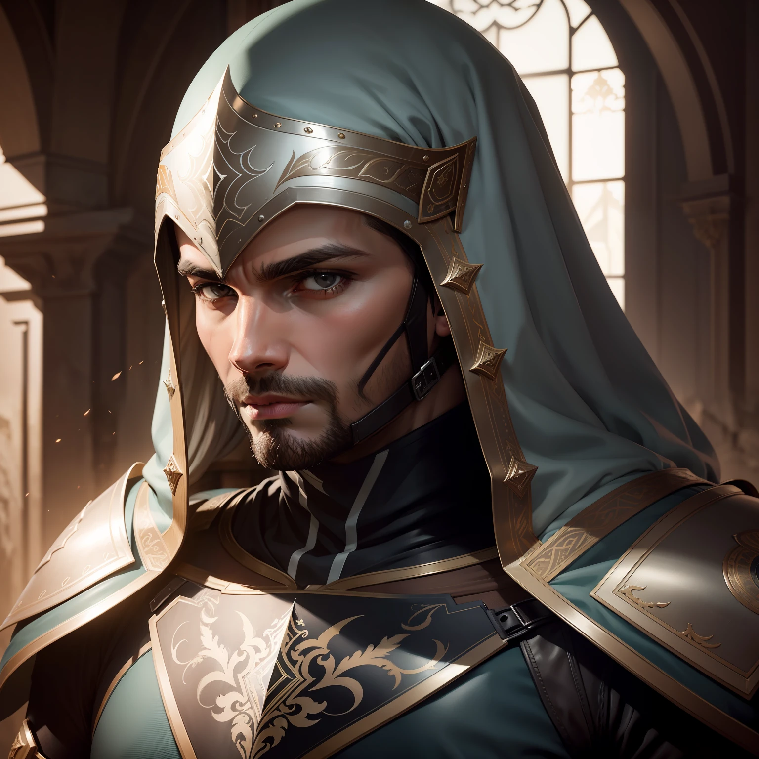seya cavaleiro de pegazus ajoelhado, retrato, armadura finamente detalhada, design intrincado, prata, seda, cinematic lighthing, 8k