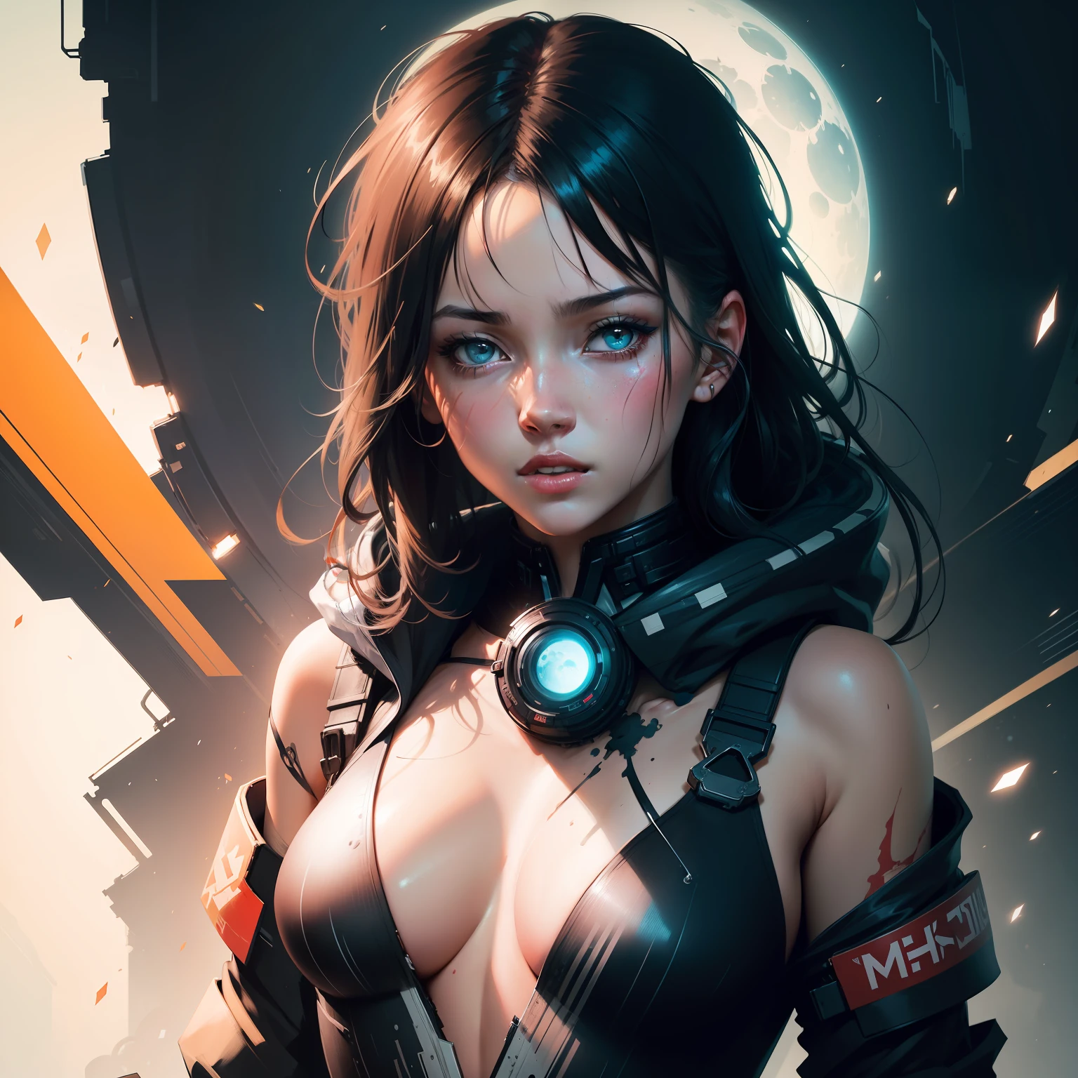 abstract girl , centered, looking at the
camera, approaching perfection,
dynamic, moonlight, highly detailed,
digital painting, artstation, concept
art, smooth, sharp focus, illustration,
art by Carne Griffiths and Wadim
Kashin
