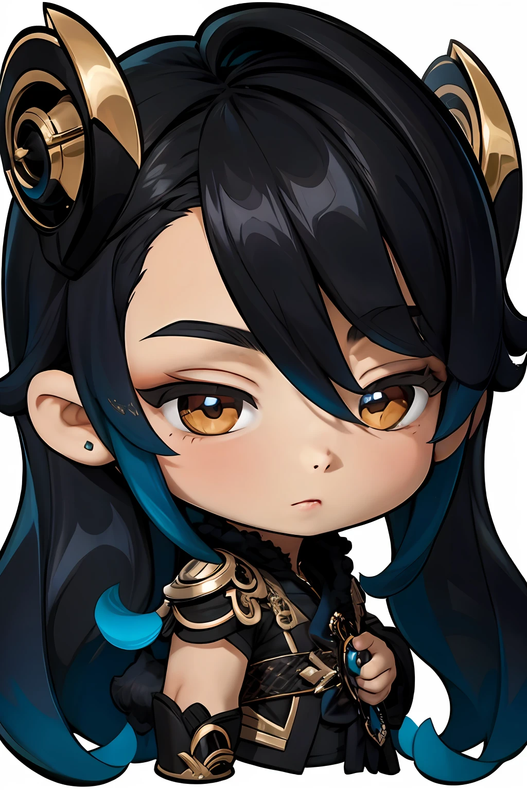 Chibi , olhando para o expectador , garotinho , fundo degrade , tecidos de luxo , cabelo preto.