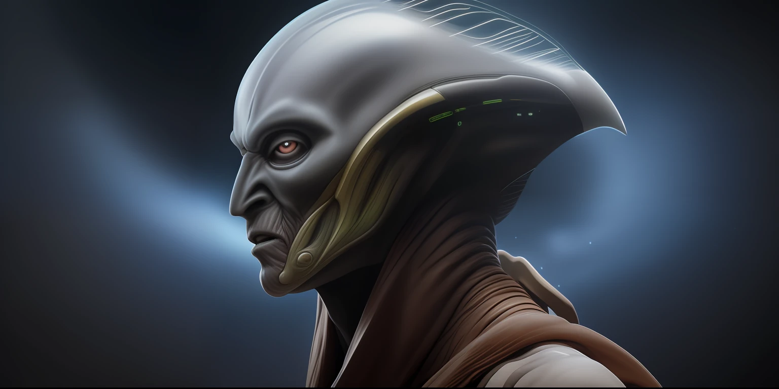 a closeup of a pointy-headed alien male alien, Atraente Sci - Fi-Face, alien man, rabid male alien, Portrait of a humanoid alien, ancient alien portral, in a scifi movie, sci-fi cinematic movie still, sci-fi masculino, criatura humanoide alien macho, epic sci-fi movie still, Retrato do humanoide masculino