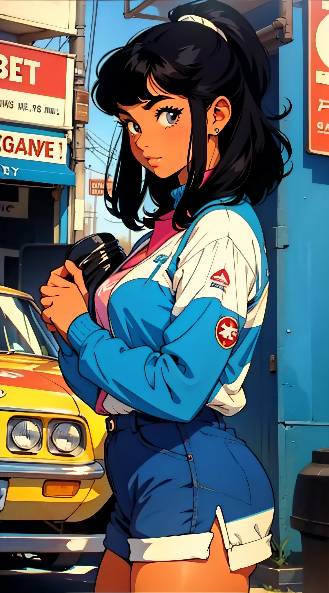 retro style, black hair girl