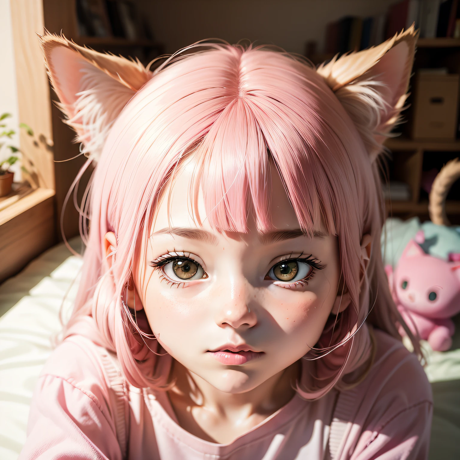 KT cat,Animate,Pink clothes,adolable,head portrait