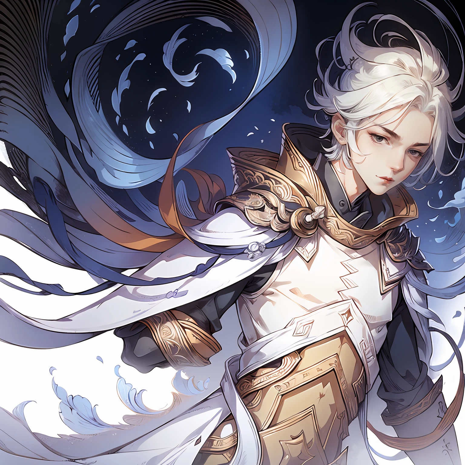 best quality, high quality, 8K, white background, {{{lineart:1.3}}}, 1boy, solo, zlayato,
