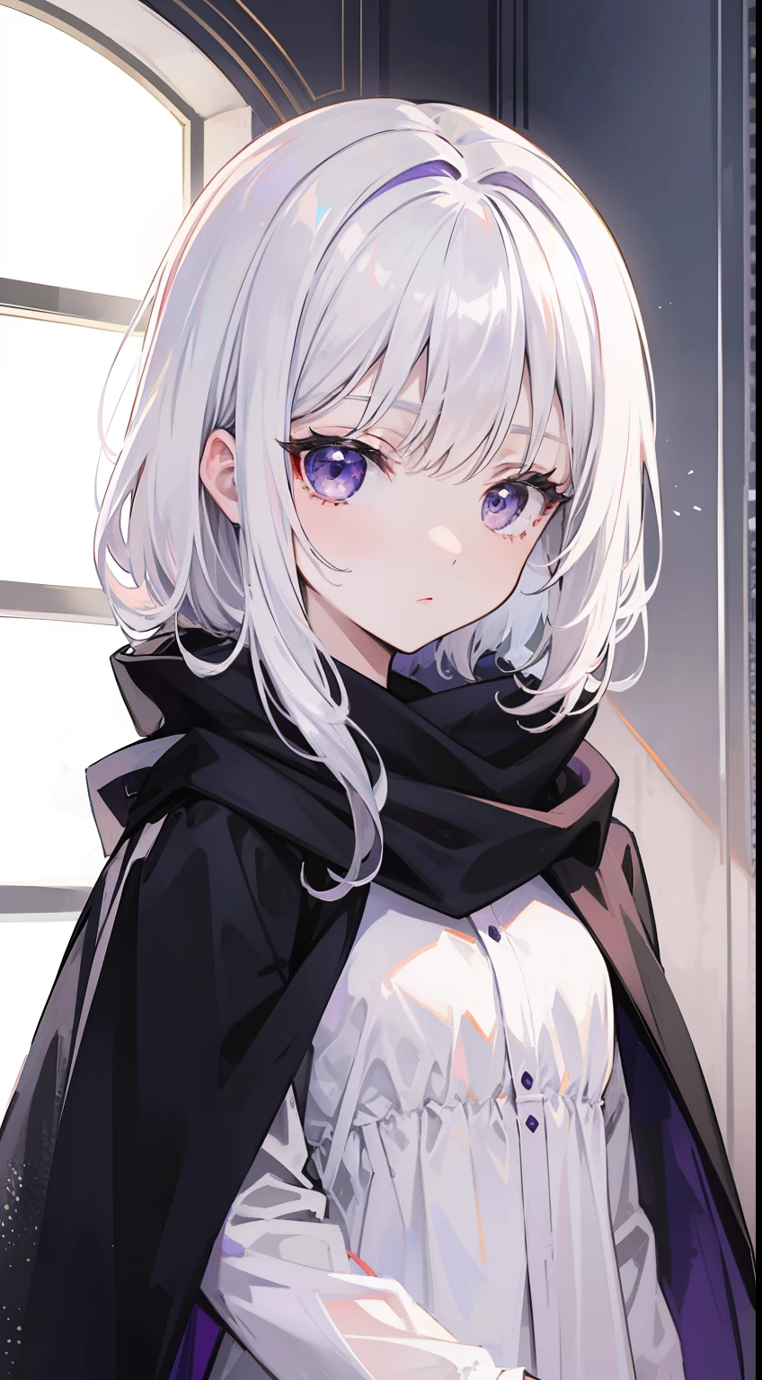 chiquita，White hair，white skinned，Purple eyes，Shawl hair，Need，tmasterpiece