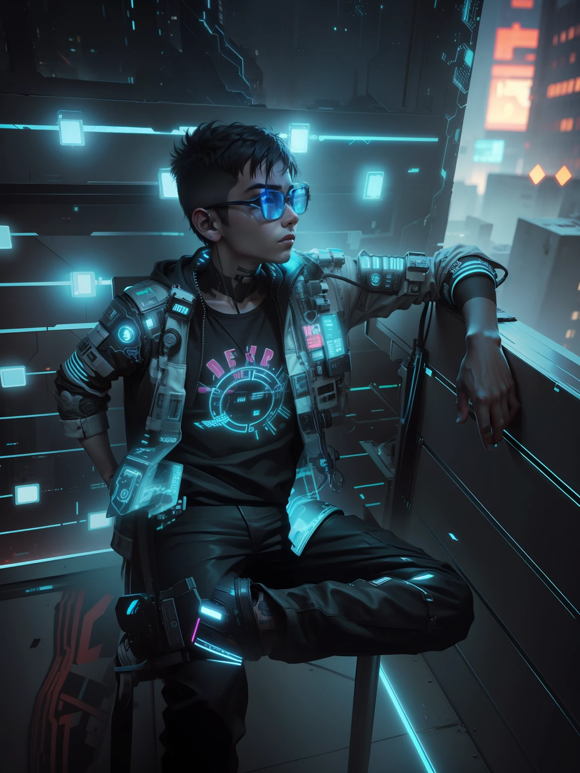 Change this background cyberpunk, realistic face,8k, ultra graphics, a boy