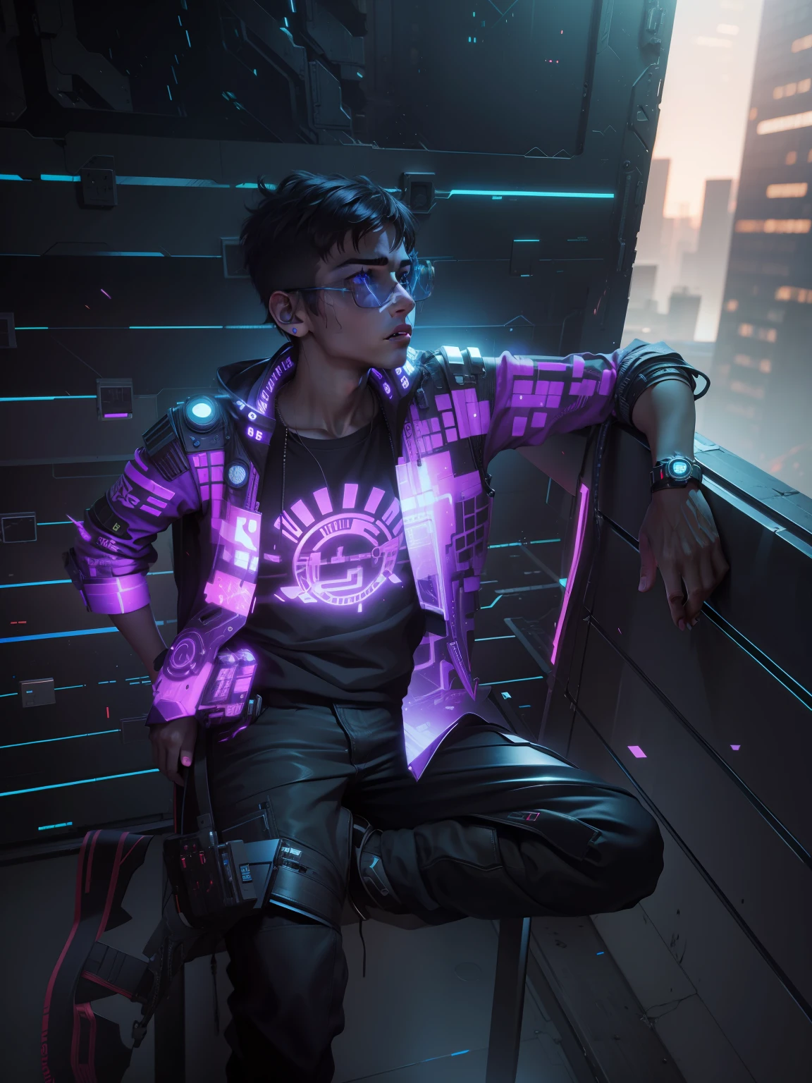 Change this background cyberpunk, realistic face,8k, ultra graphics, a boy