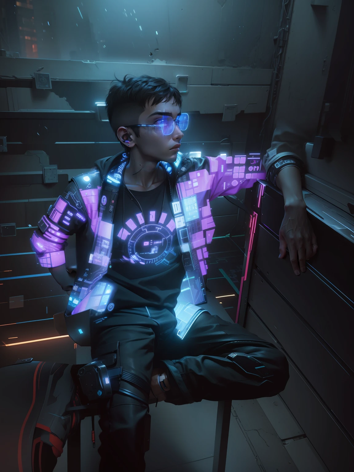 Change this background cyberpunk, realistic face,8k, ultra graphics, a boy