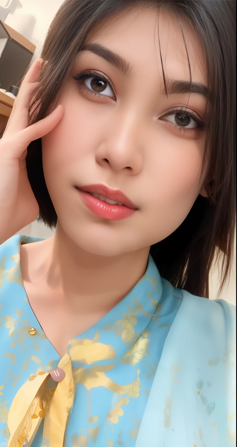 ((Best Quality, 8K, Masterpiece: 1.3)), 1girl, Slim Abs Beauty: 1.3, (Hairstyle Casual, Big Breasts: 1.2), Dress: 1.1, Super Fine Face, Delicate Eyes, Double Eyelids, Smile, Home is a woman with long black hair posing for a picture, with accurate face, with kind face, nivanh chanthara, face picture, profile picture, selfie photo, beuatiful face, around 1 , blurry image, 30 years old woman, 3 0 years old woman, with lovely look, with cute - fine - face