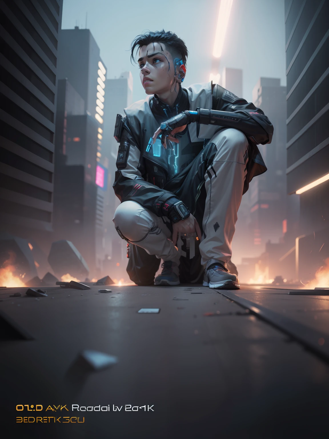 Change this background cyberpunk, realistic face,8k, ultra graphics, a boy