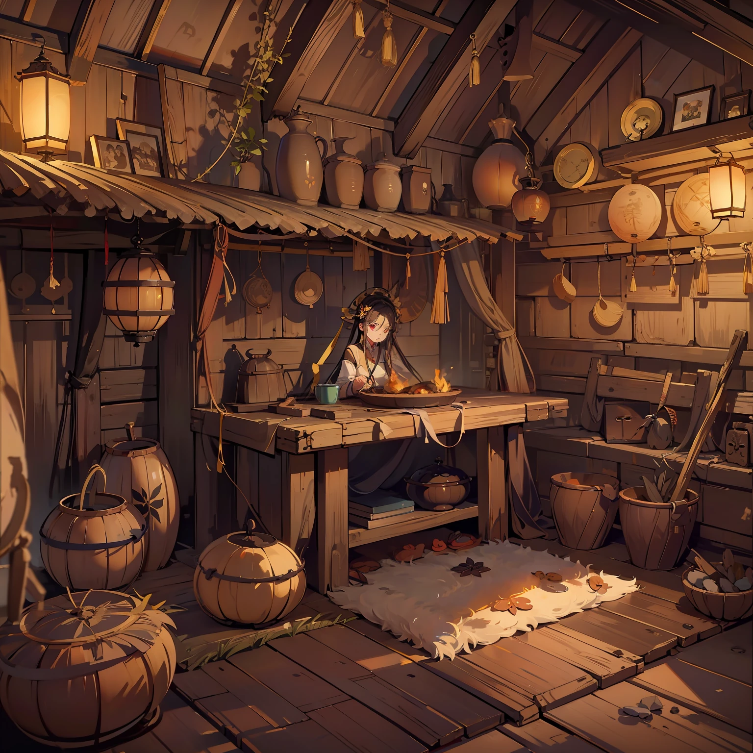 （A thatched hut）
（Scenes inside the house）
（game style）
