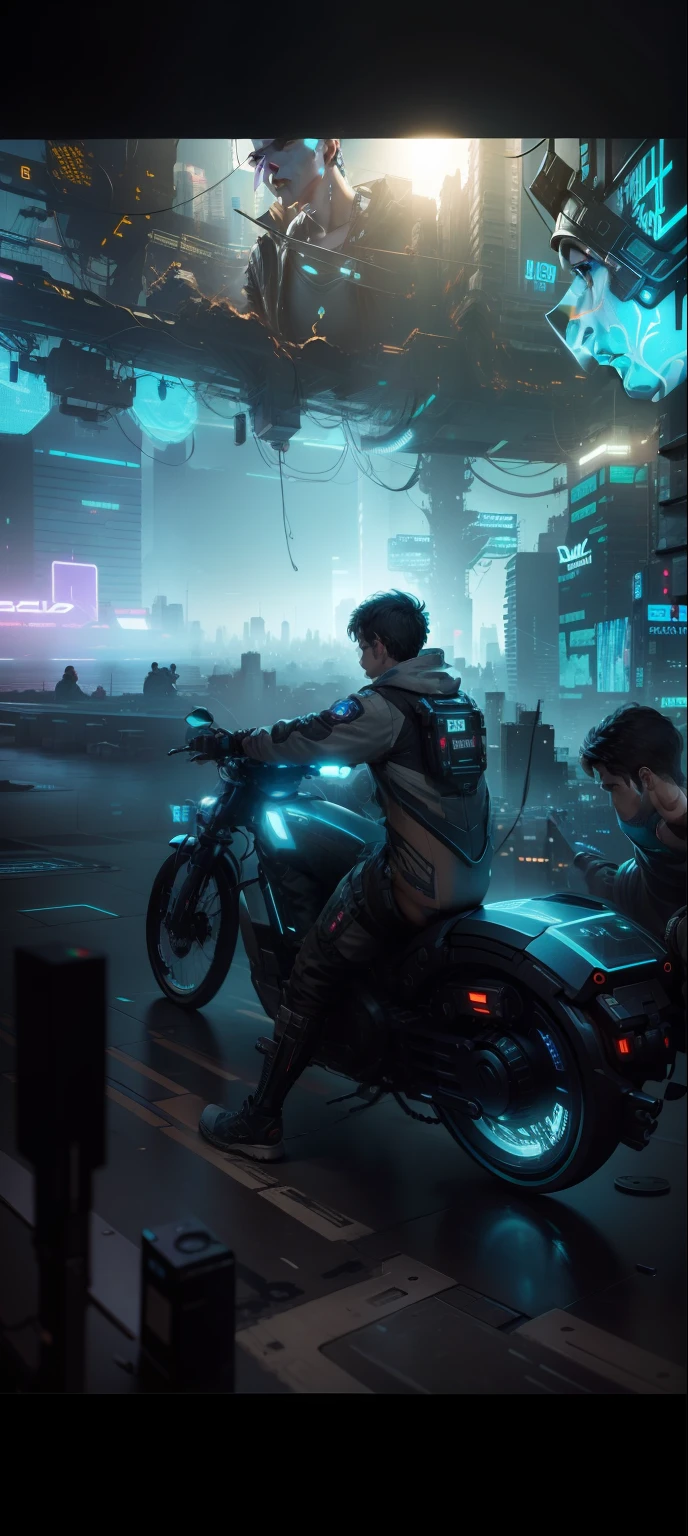 Change this background cyberpunk, realistic face,8k, ultra graphics, a boy