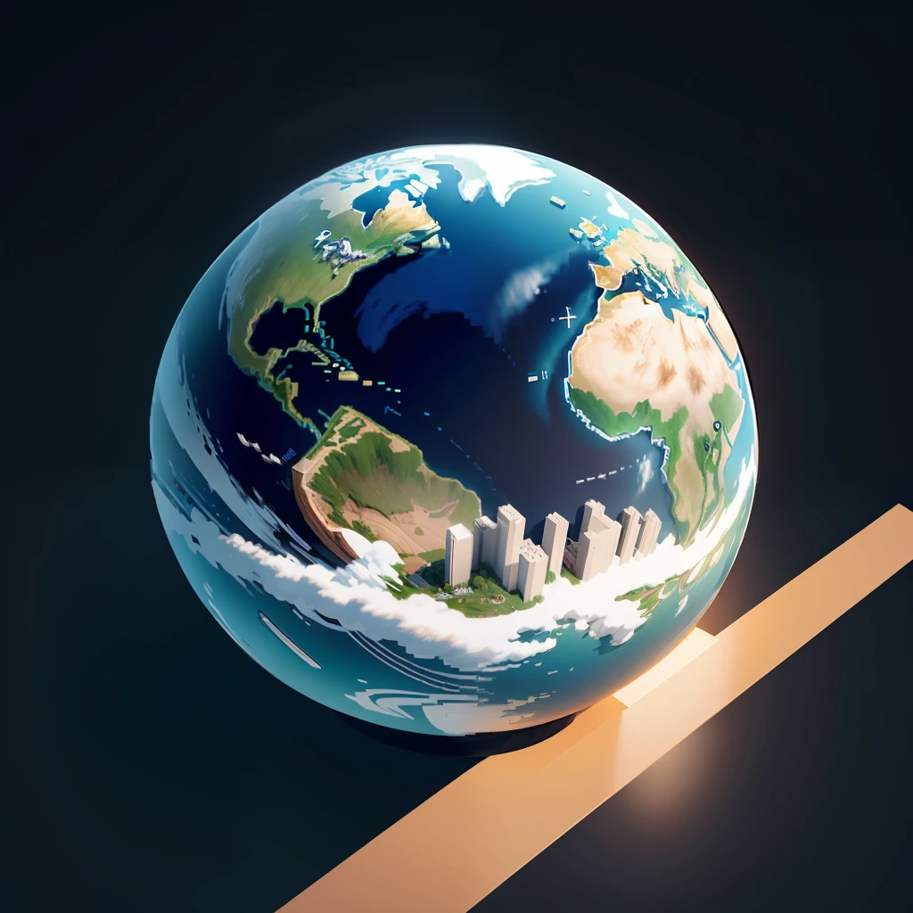Isometric clean pixel art image cutaway of inside of Planet earth