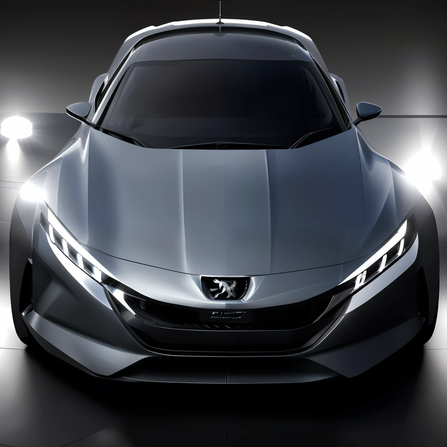peugeot rcz Cor prata, Headlights and fronts equal to Peugeot 208 Model 2020, futuristic backdrop, predios com vidros altos, asfalto moderno, HDR, 4k, obra-prima, ray tracing, fidelidade realista, Vertical LED headlights, side angle, enquadramento distante