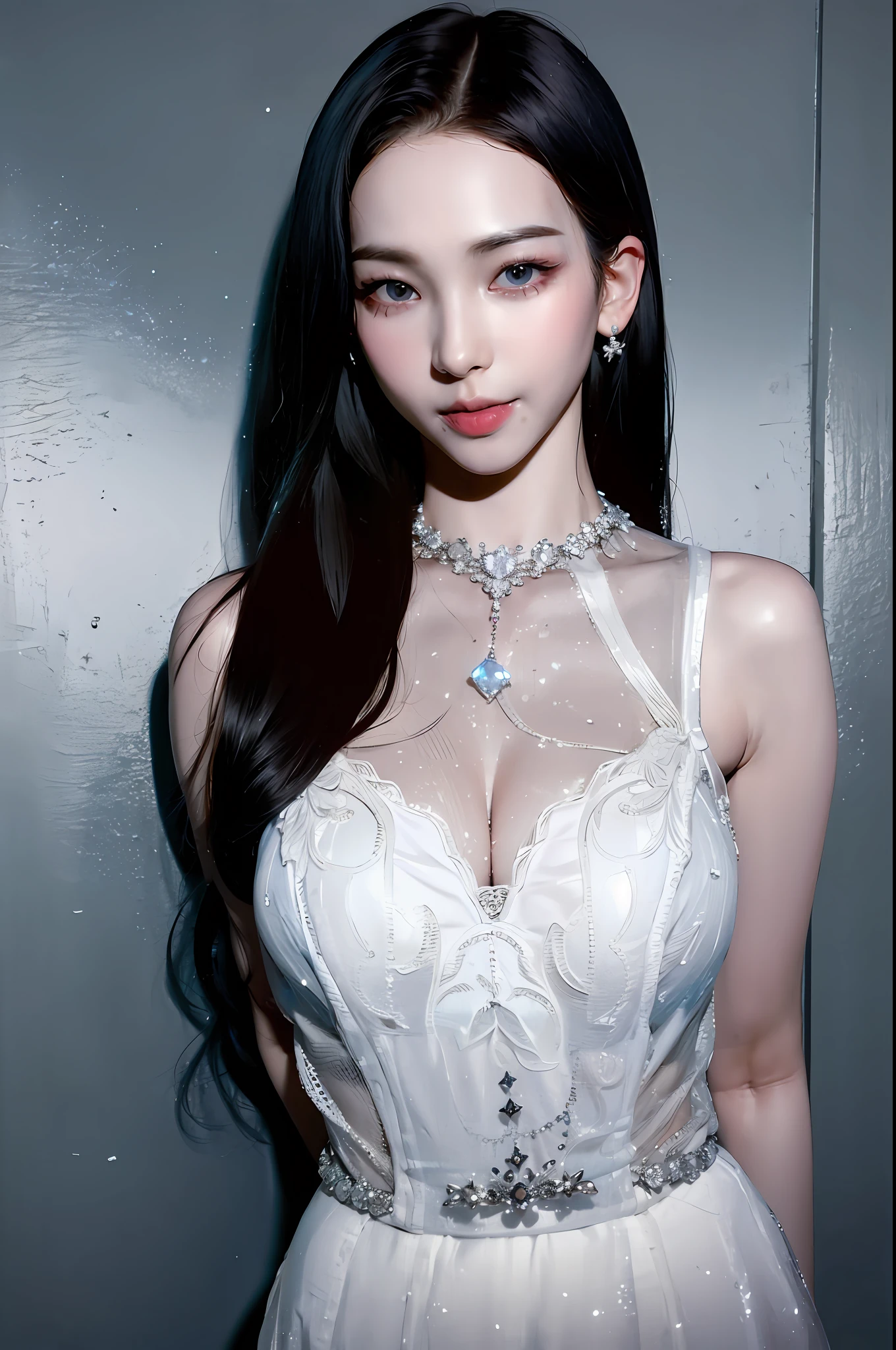 very big bust, Transparent clothes, Breasts pressed by clothes,