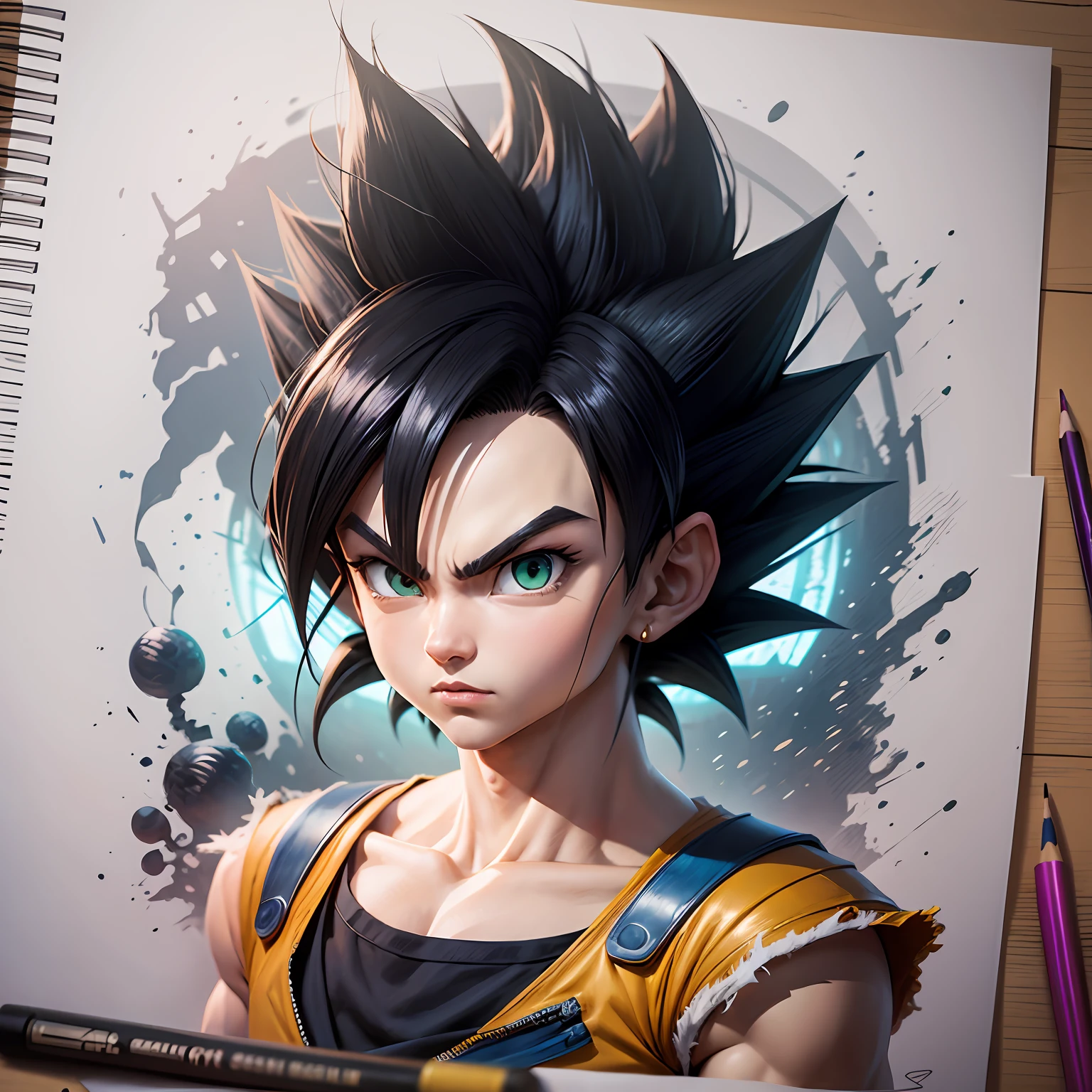 Dragon Ball Goku consists of - Art - O - Dragon, hand drawn, pencil ink, Vegeta, with Vegeta hair, Prince Vegeta, Dragon Ball Art Style, Wild Spike Black Saiyan Hair, Akira Toriyama style, Dragon Ball concept art, inspired by Seki Toriyama, Dragon Ball style, HD artwork, character Dragon Ball, Dragon Ball Z style --auto --s2