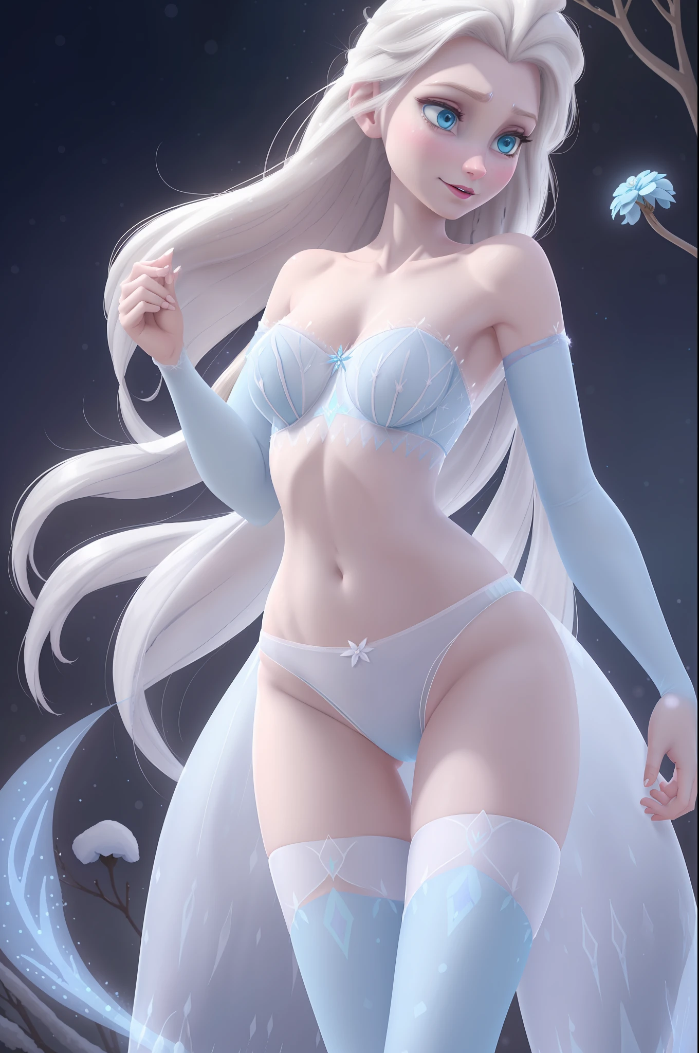 elsa from frozen, the snow queen, wearing light blue color cotton panties, panty with little white flowers on them. Panties would be soft and stretchy, hugging my curves in all the right places. skinny thighs, skinny legs,, skinny body, small legs and thighs,