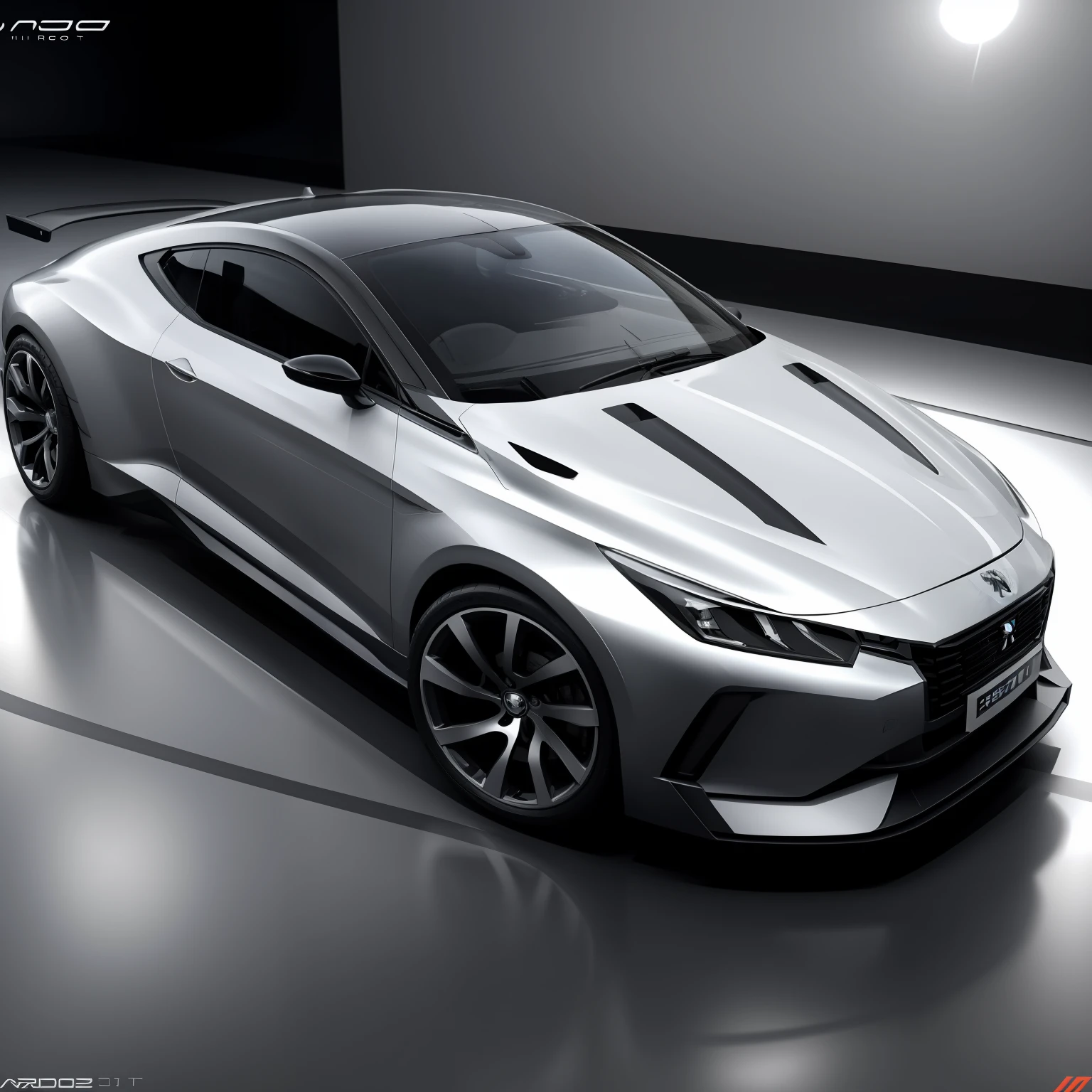 peugeot rcz Cor prata, Headlights and fronts equal to Peugeot 208 Model 2020, futuristic backdrop, predios com vidros altos, asfalto moderno, HDR, 4k, obra-prima, ray tracing, fidelidade realista, Vertical LED headlights, Side angle, enquadramento distante, design curvas arredondadas, frente curta