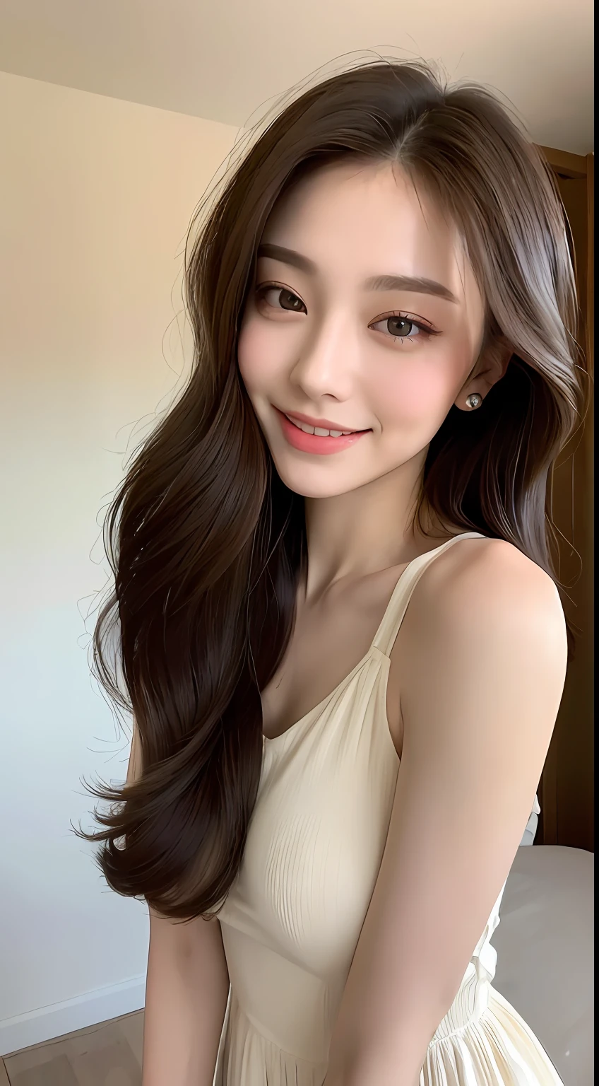 ((Best Quality, 8K, Masterpiece: 1.3)), 1girl, Slim Abs Beauty: 1.3, (Hairstyle Casual, Big Breasts: 1.2), Dress: 1.1, Super Fine Face, Delicate Eyes, Double Eyelids, Smile, Home