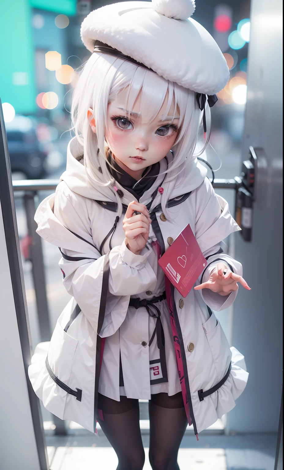 1girl, sakayanagi, cute girl, White hair, shot hei