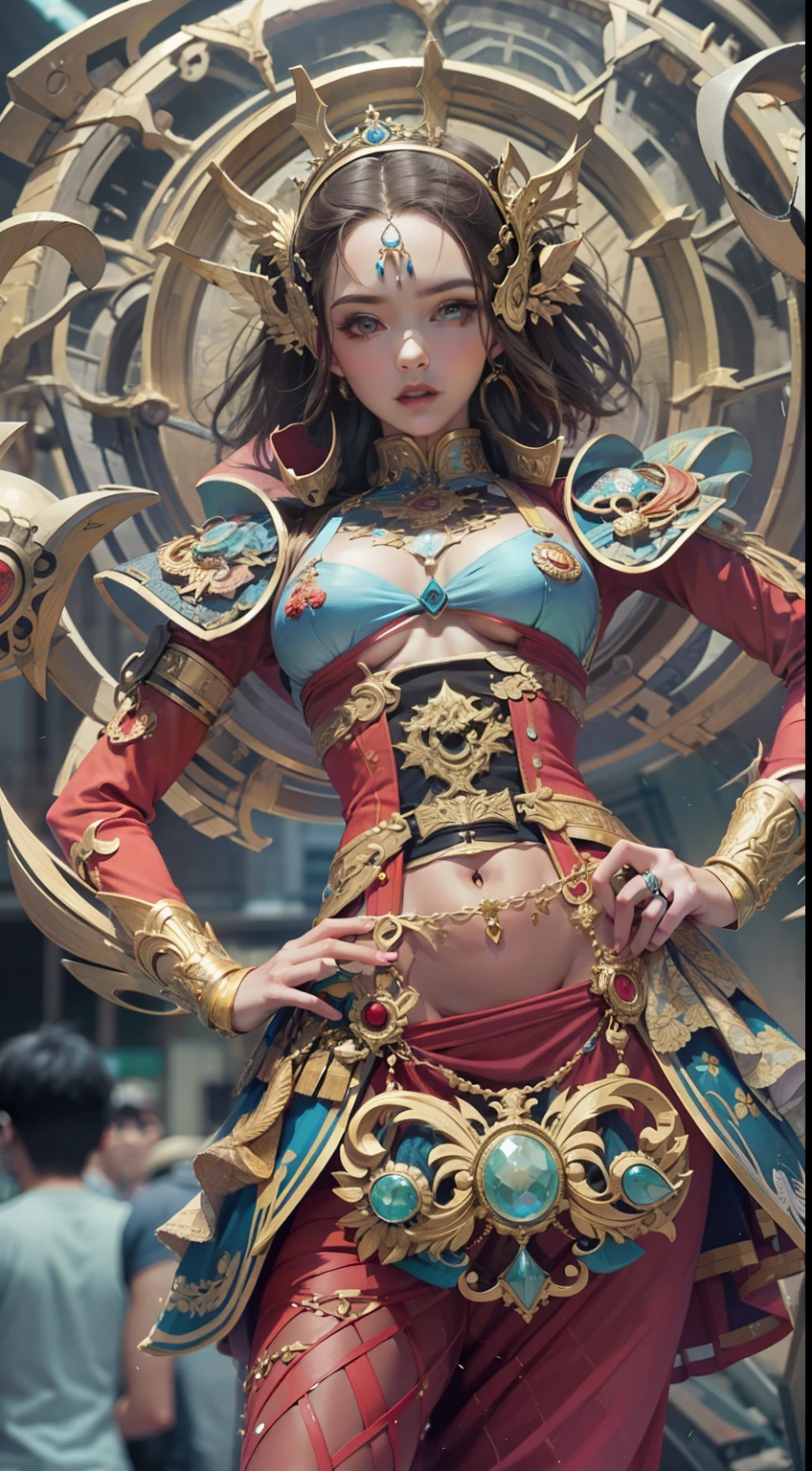 Beautiful woman in insanely intricate Shapechanger Outfit