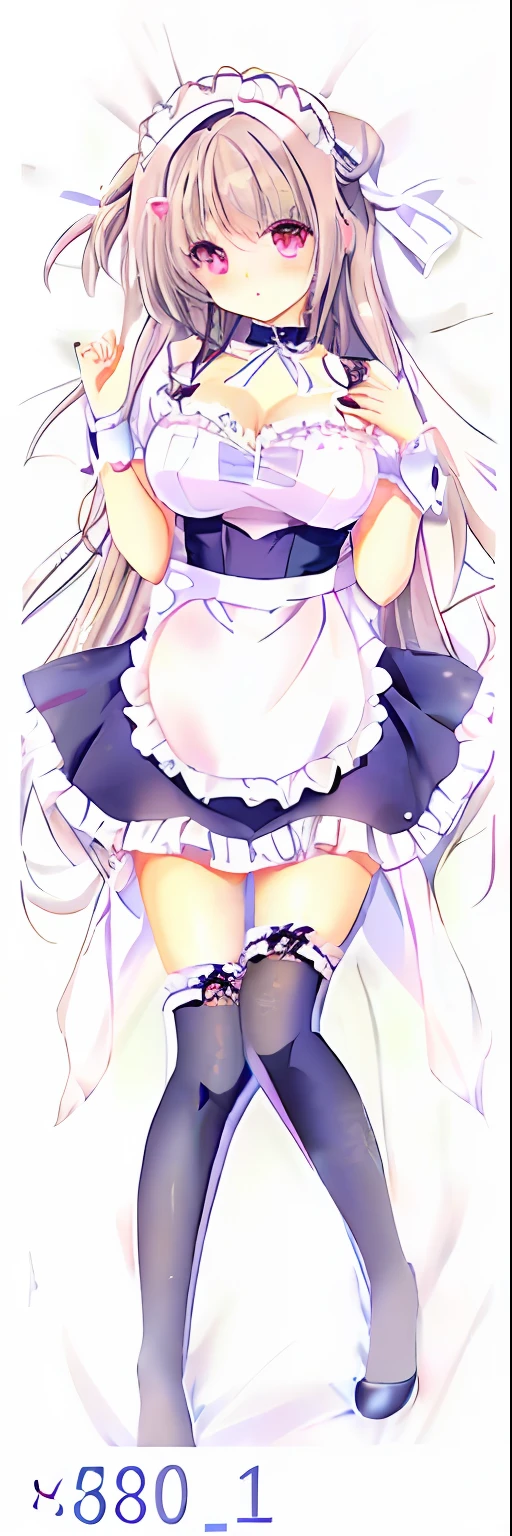 Anime character of a maid wearing a white apron and black stockings, anime girl in a maid costume, anime cat girl in a maid costume, Maid outfit, gorgeous maid, wearing maid uniform, Maid dress, loli in dress, anime barbie in white stockings, maid, small curvaceous loli, cute anime waifu in a nice dress, twintails white_mitts