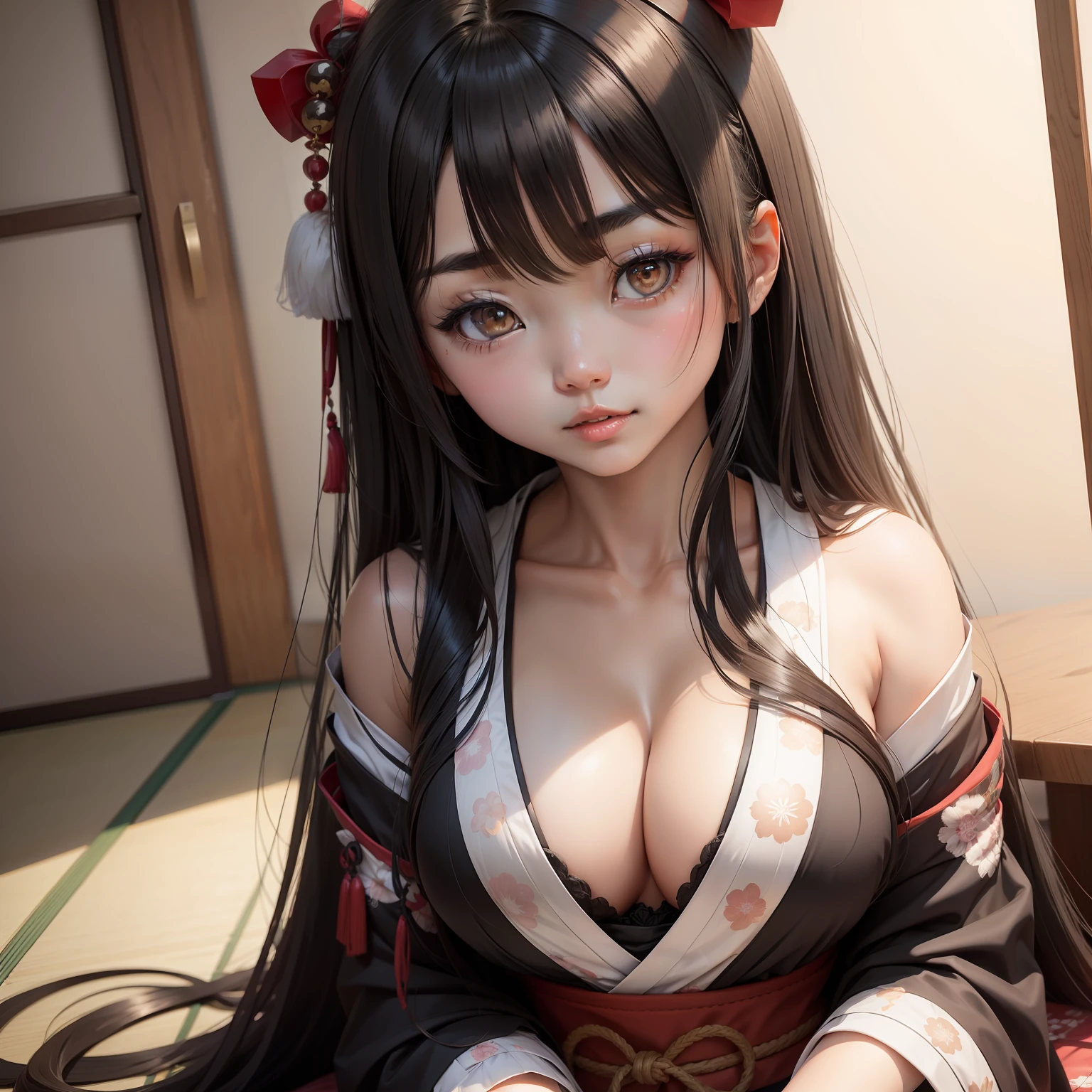 beautiful, black long hair, Japanese girl, pretty, cute face, H cup