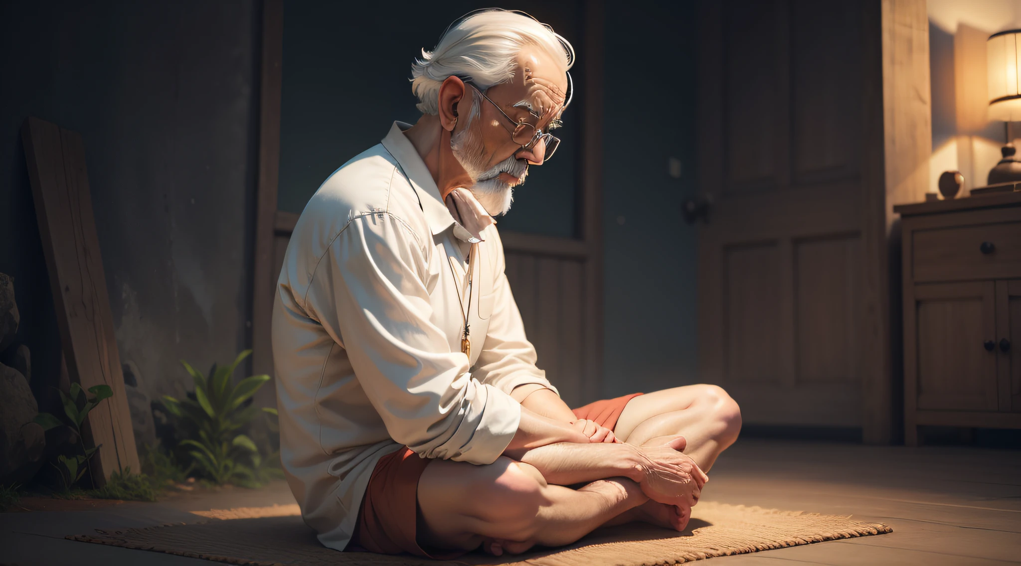 old man meditating