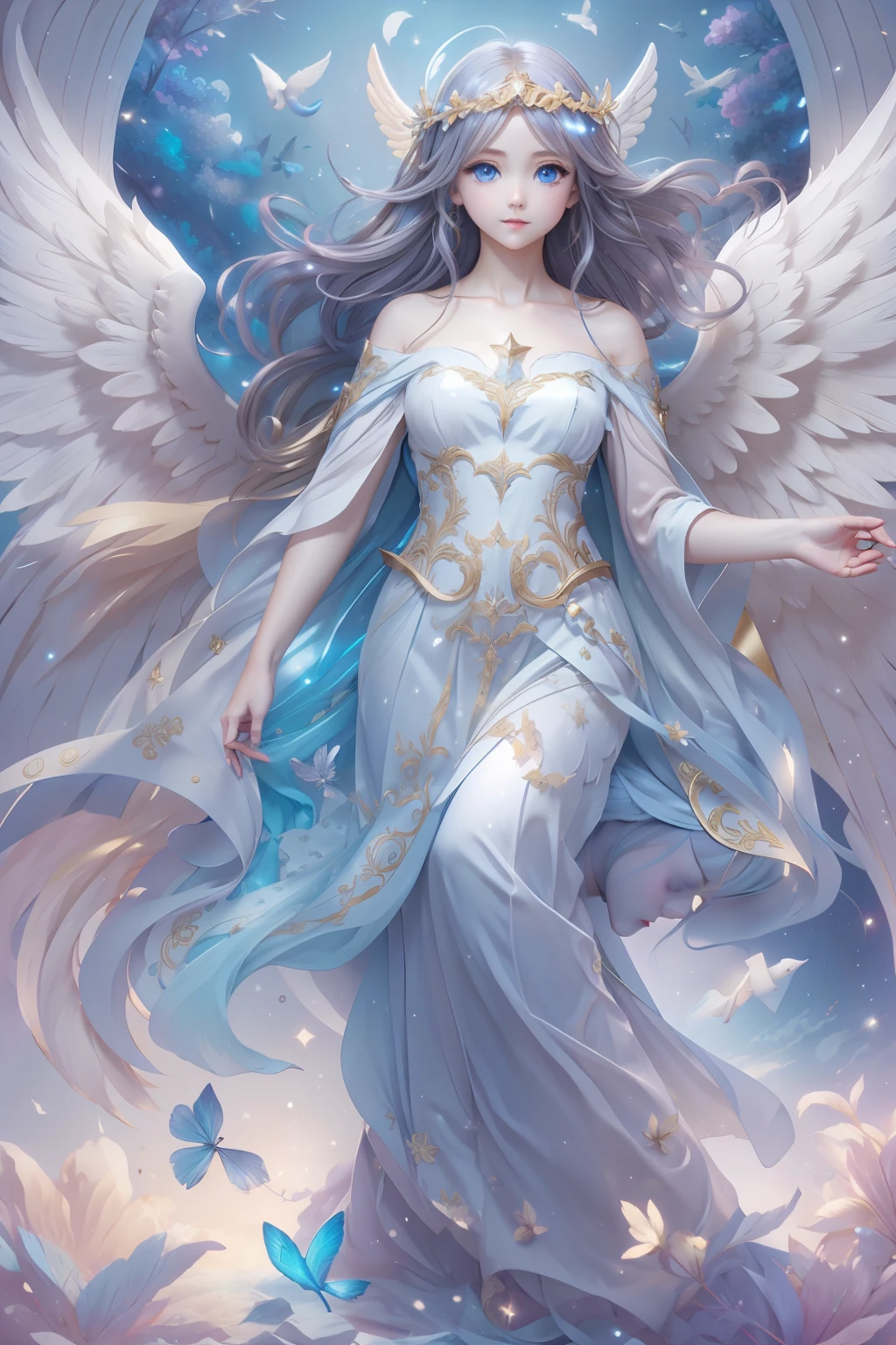 Blue-eyed angel、More Beautiful Angels、Fantastic Angel、Heavenly background、brilliance