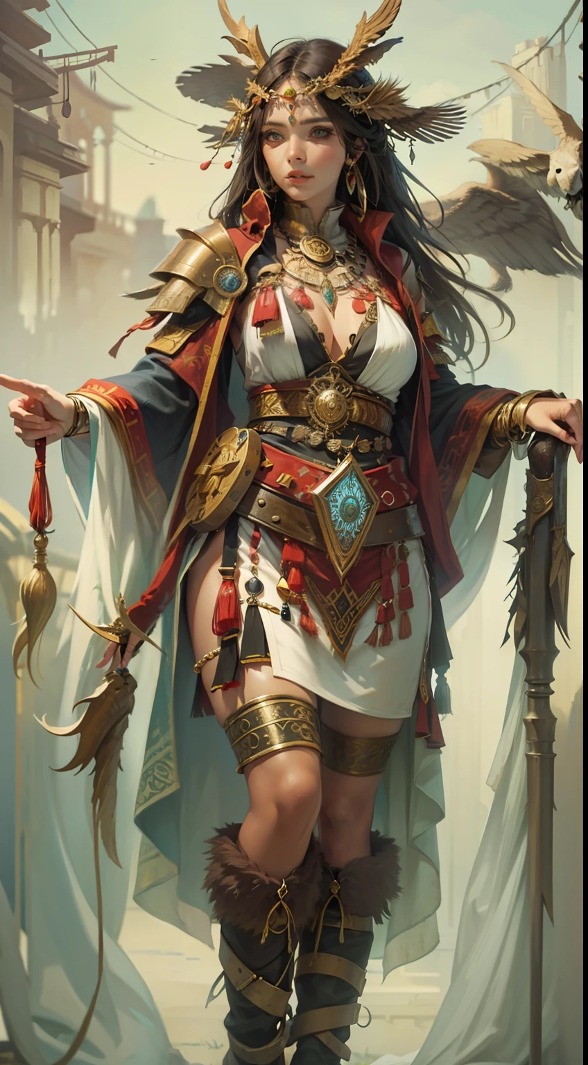 Beautiful woman in Druid shaman Outfit