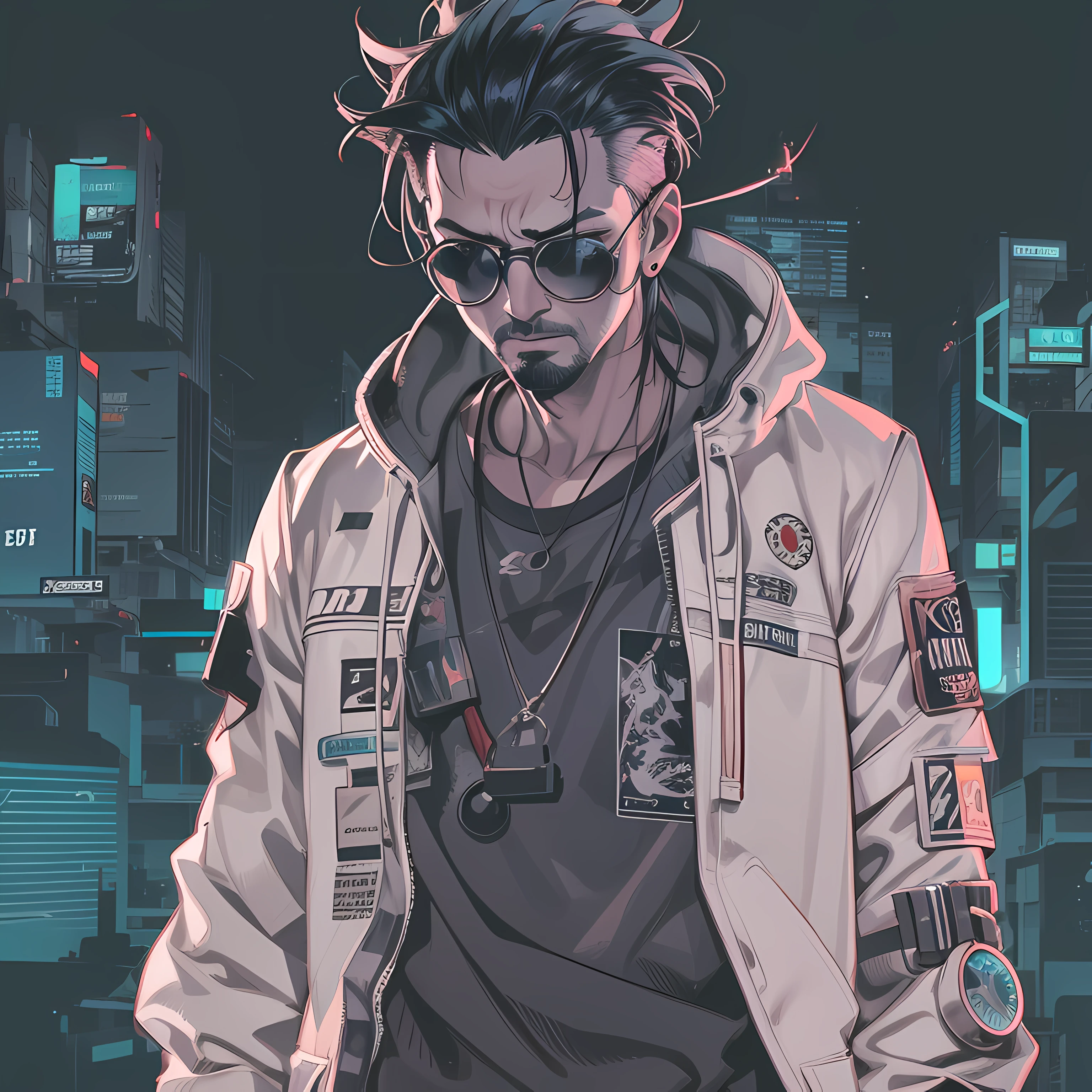 personagem OC no estilo de 0mib, ilustrador, obra-prima, alta qualidade, 8k, alta resolução, alto detalhamento, cyberpunk, wano style, concept art, anatomically correct, hand drawn, linha simples, line art, digital art