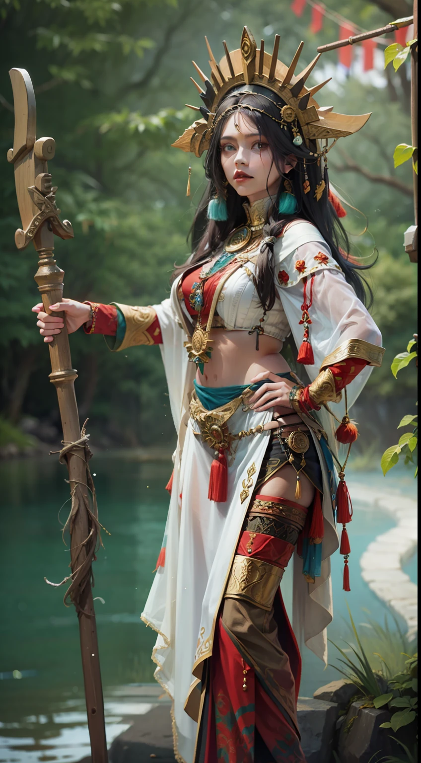 Beautiful woman in Druid shaman Outfit