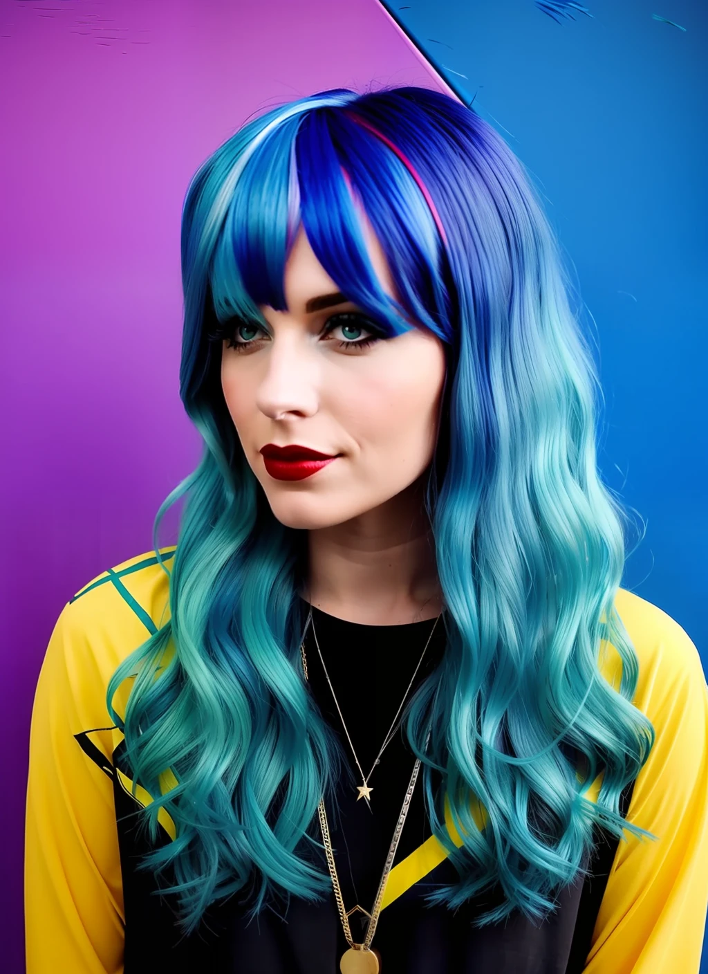 blue  hair，Angular