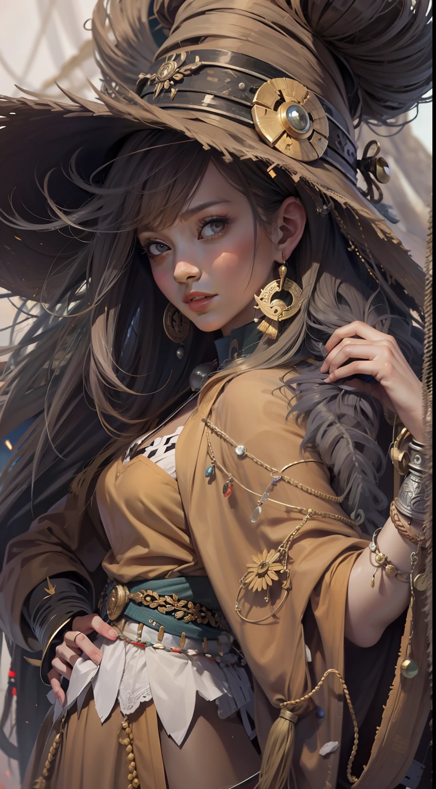 Beautiful woman in Witch doctor Outfit