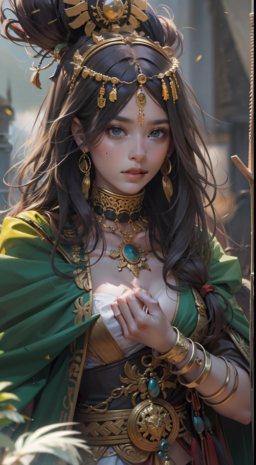 Beautiful woman in Witch doctor Outfit