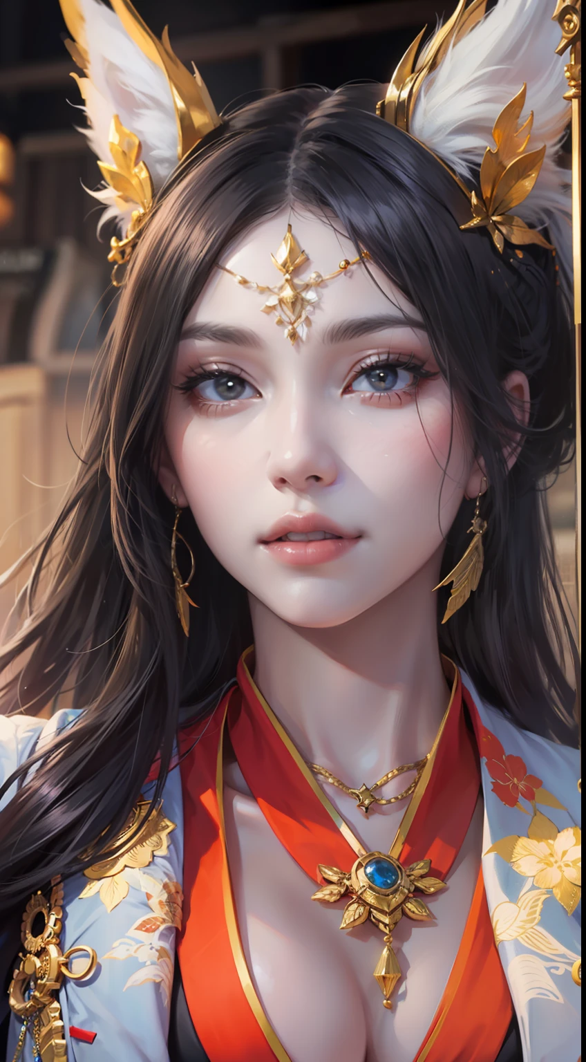 Beautiful woman in Kitsune trickster Outfit