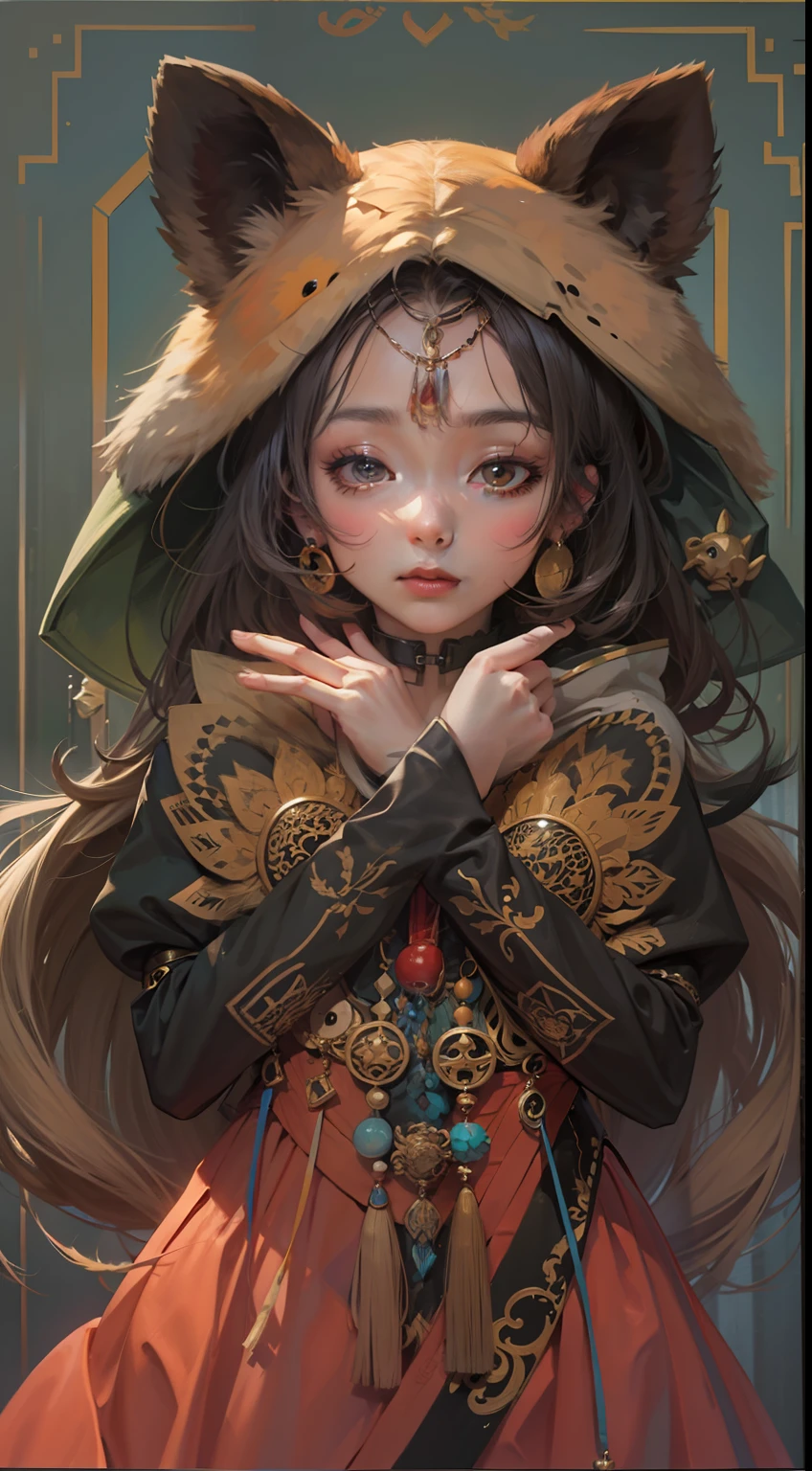 Beautiful woman in Tanuki shapeshifter Outfit