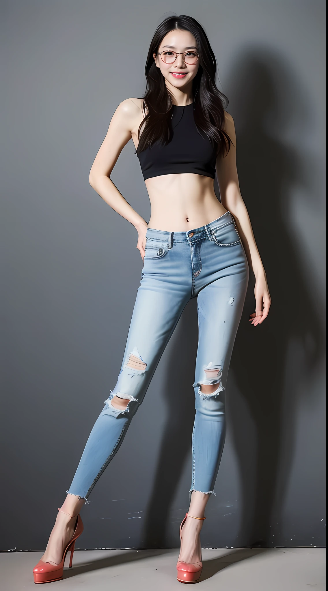 youthfulness,adolable,Wearing glasses,having fun,The face is reddish,Translucent lips,Pure and cute,ssmile,Pure