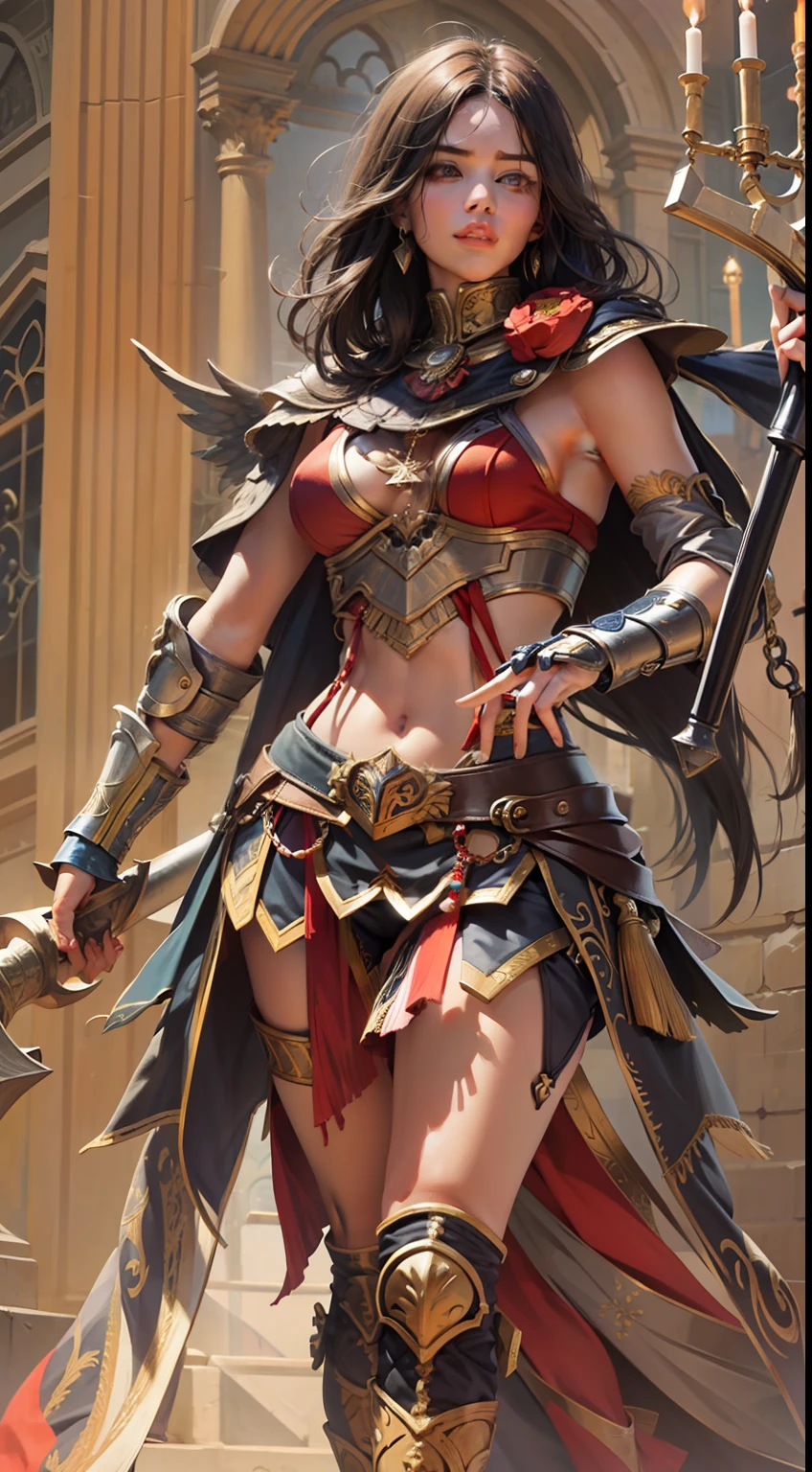 Beautiful woman in insanely intricate Gladiator champion Outfit